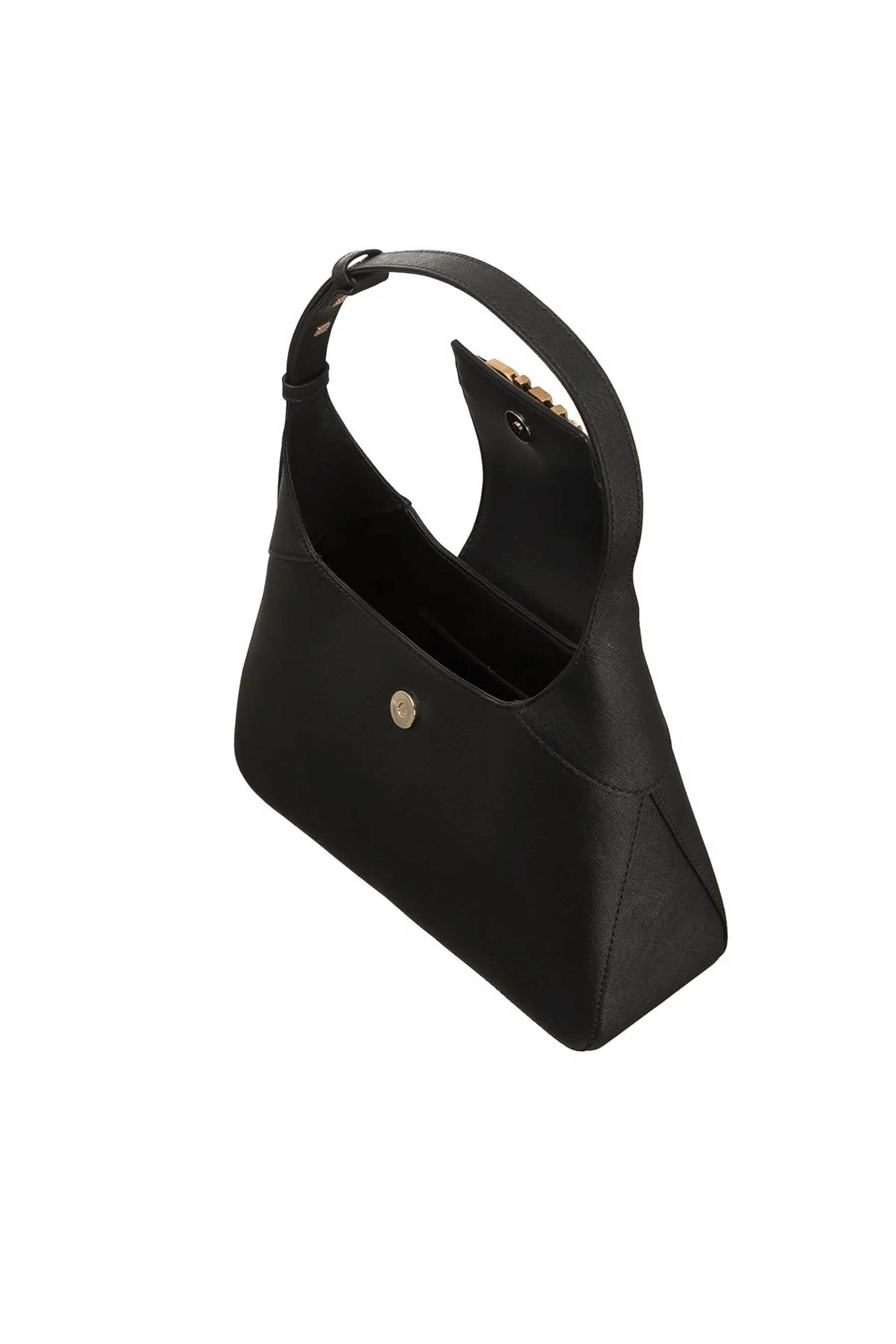 DKNY γυναικεία δερμάτινη τσάντα χειρός μονόχρωμη με μεταλλικό λογότυπο "Avril" - R523KL20 Μαύρο φωτογραφία