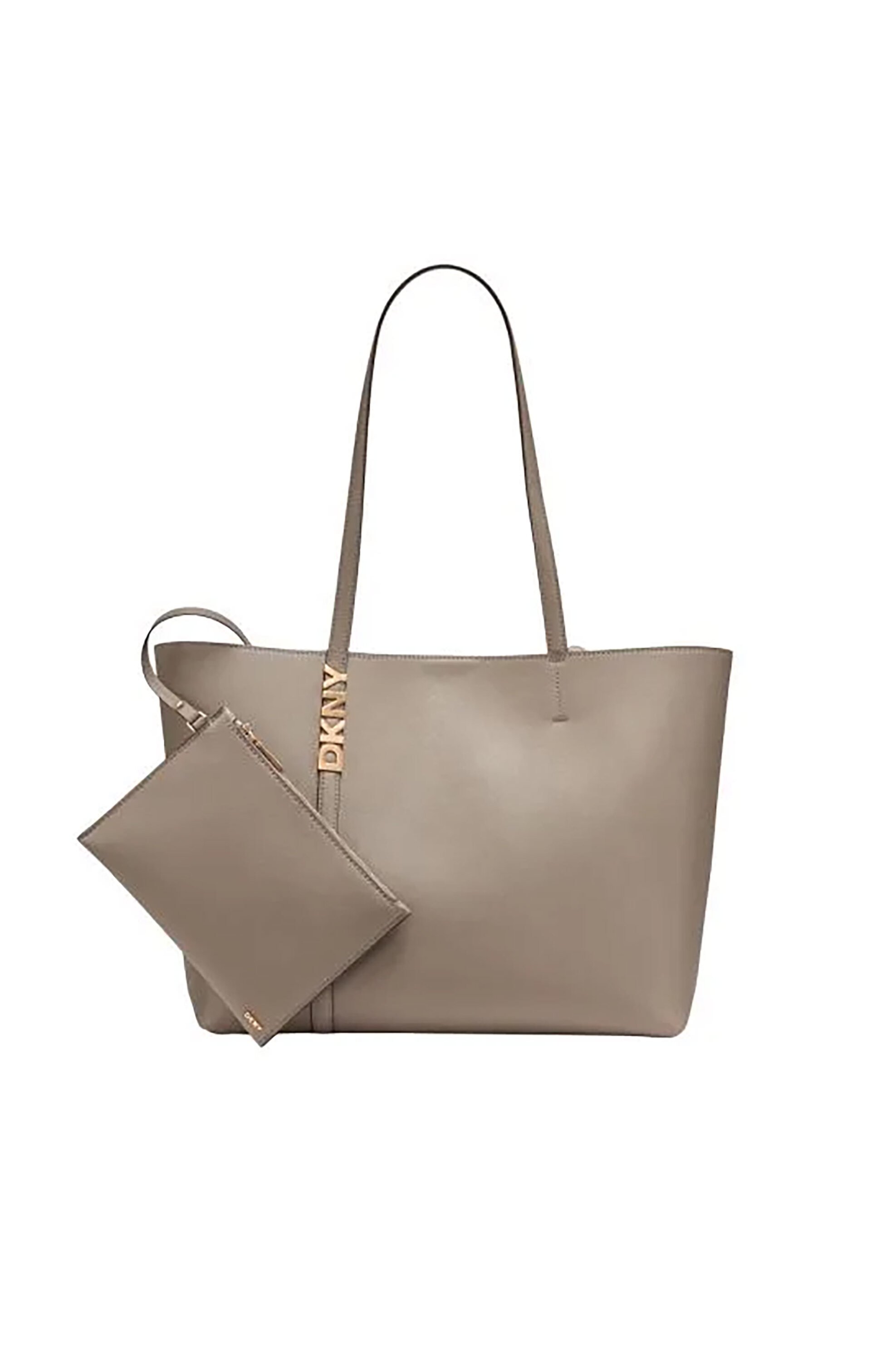 DKNY γυναικεία δερμάτινη τσάντα χειρός μονόχρωμη "Avril" - R52AKG54 Γκρι