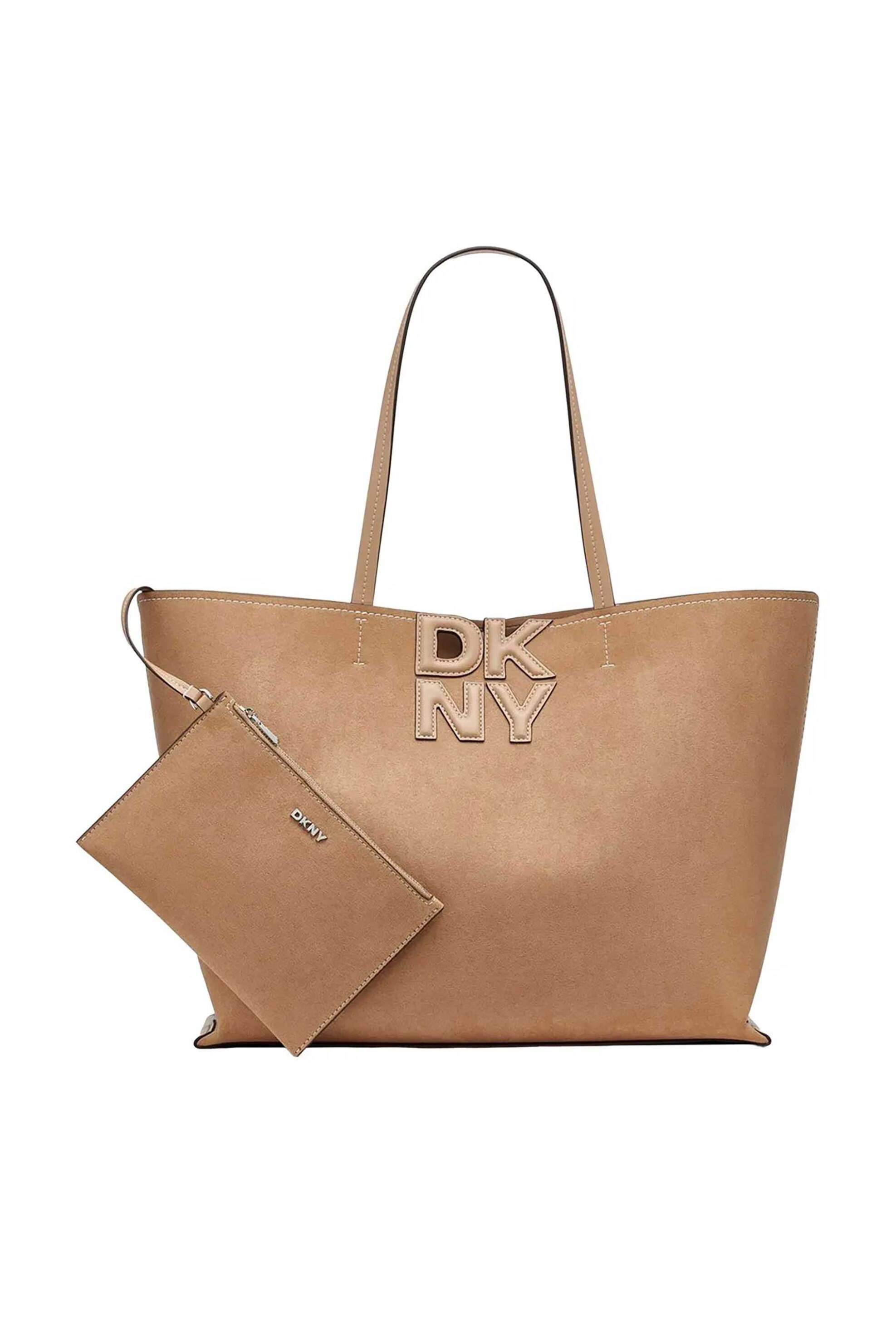 DKNY γυναικεία τσάντα χειρός μονόχρωμη "Nicole" - R52AMJ38 Καμηλό