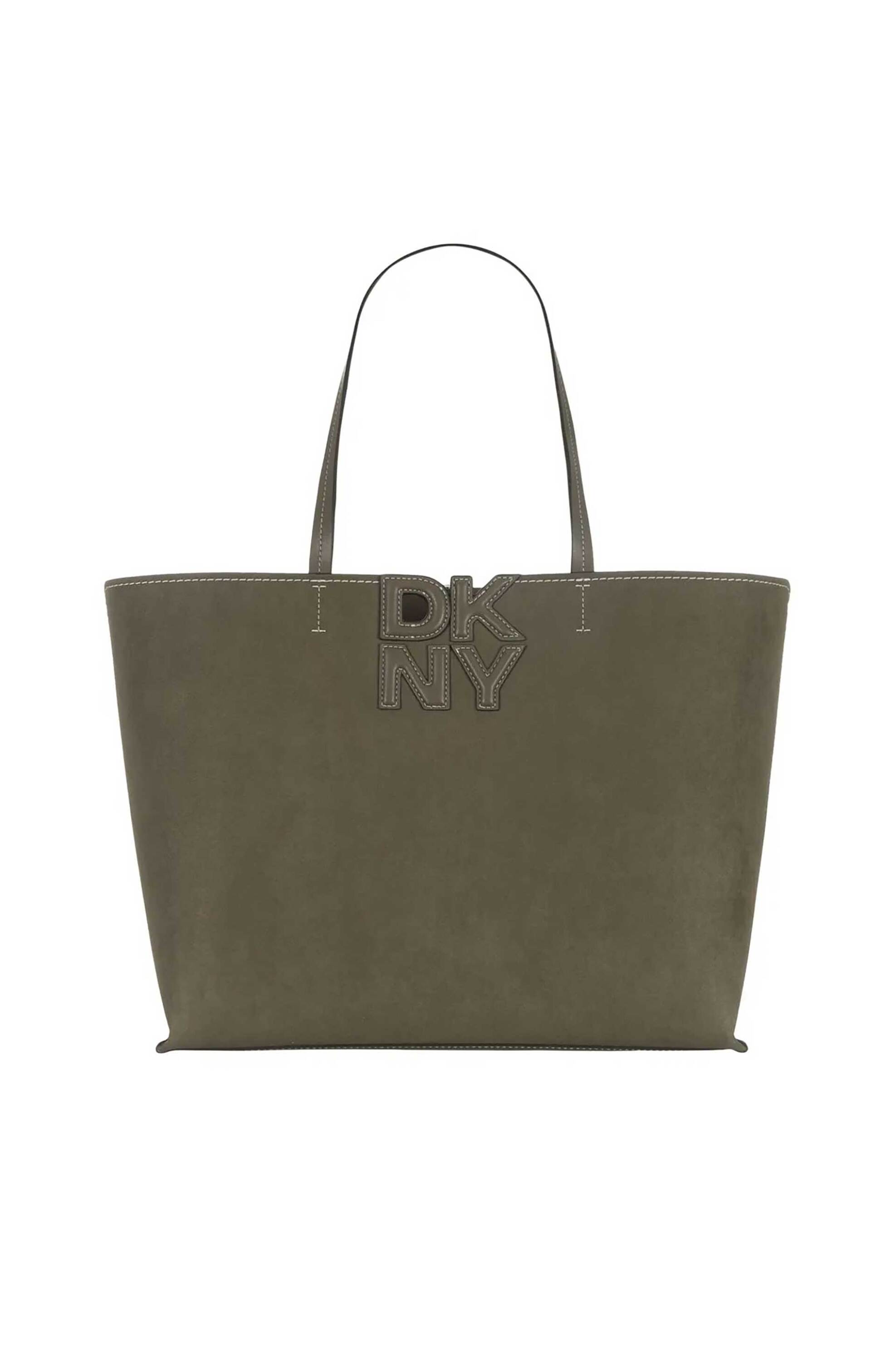 DKNY γυναικεία τσάντα χειρός μονόχρωμη "Nicole" - R52AMJ38 Λαδί