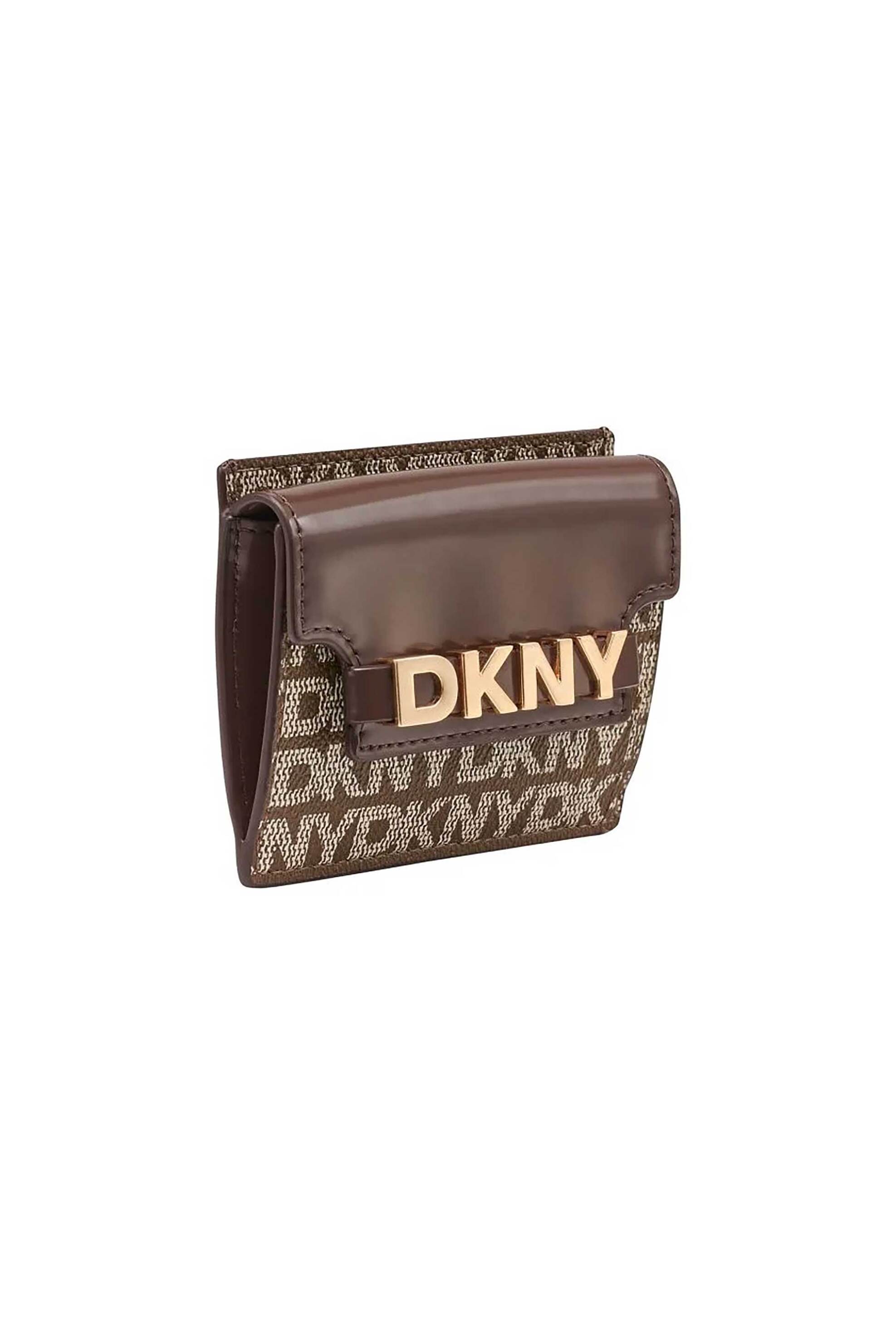 DKNY γυναικεία θήκη για κάρτες με μεταλλικό λογότυπο "Avril" - R52Z5M22 Καφέ φωτογραφία