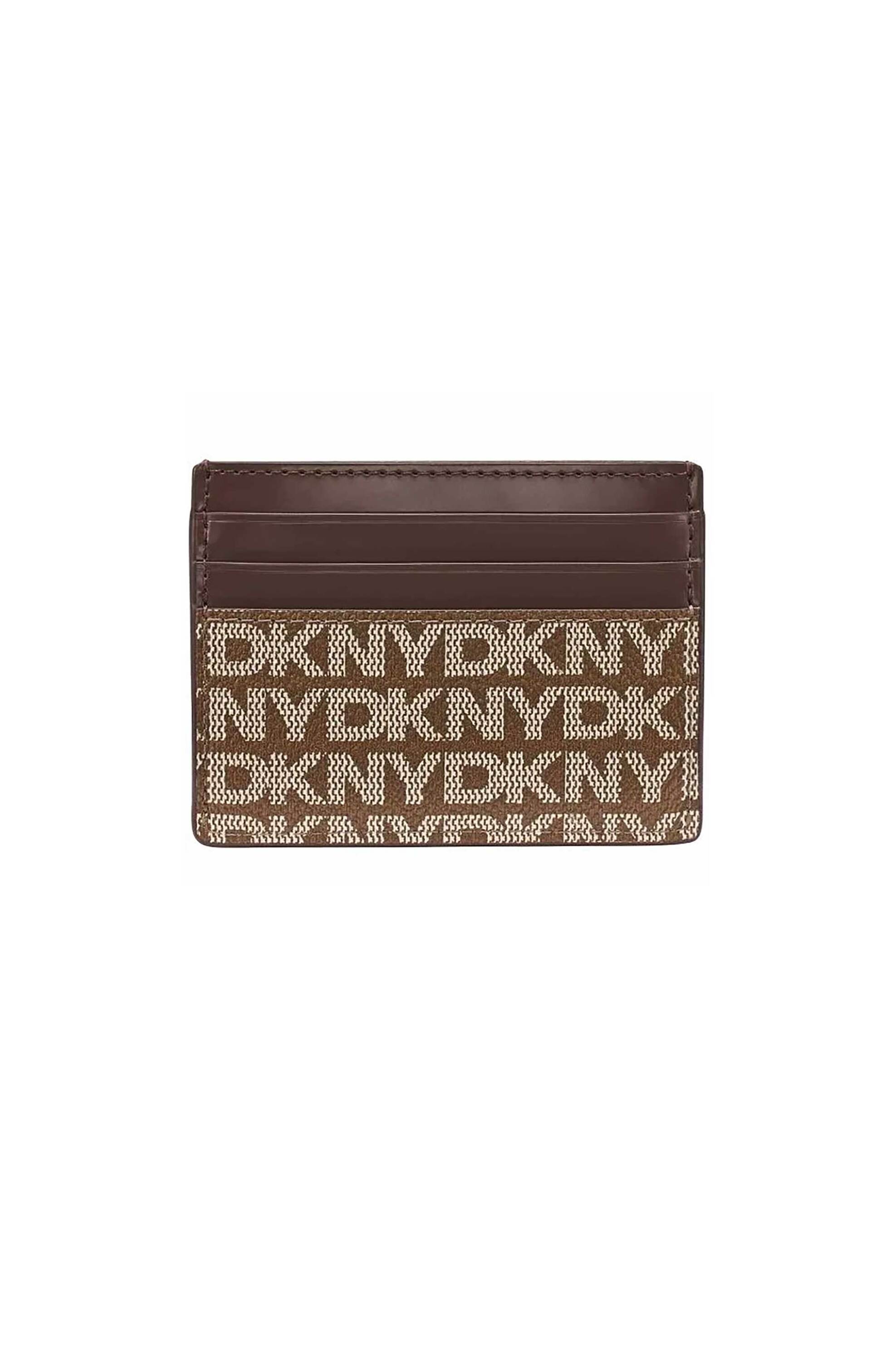 DKNY γυναικεία θήκη για κάρτες με μεταλλικό λογότυπο "Avril" - R52Z5M22 Καφέ φωτογραφία