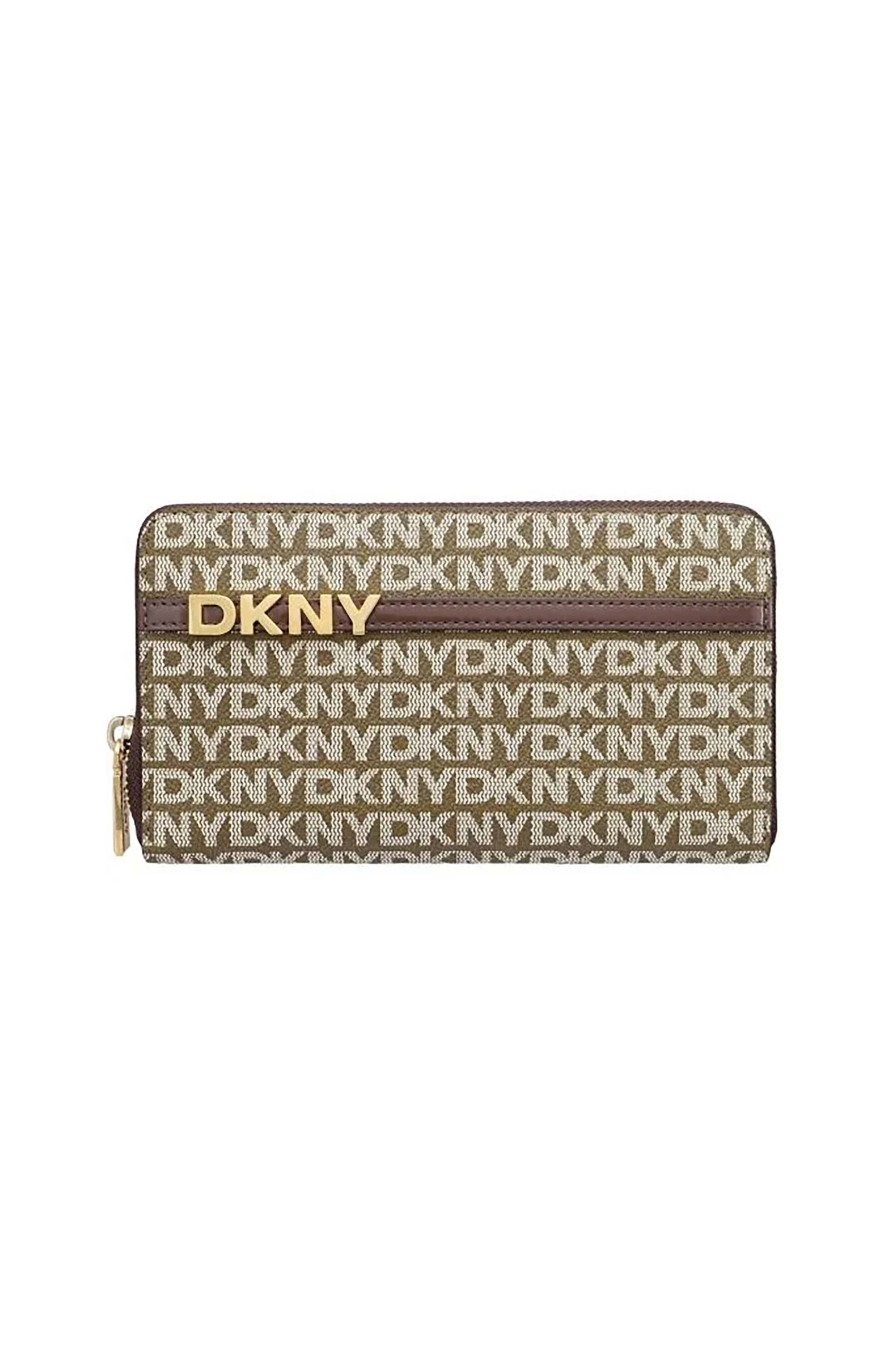 DKNY γυναικείο πορτοφόλι με all-over logo print "Avril" - R5215M28 Καφέ