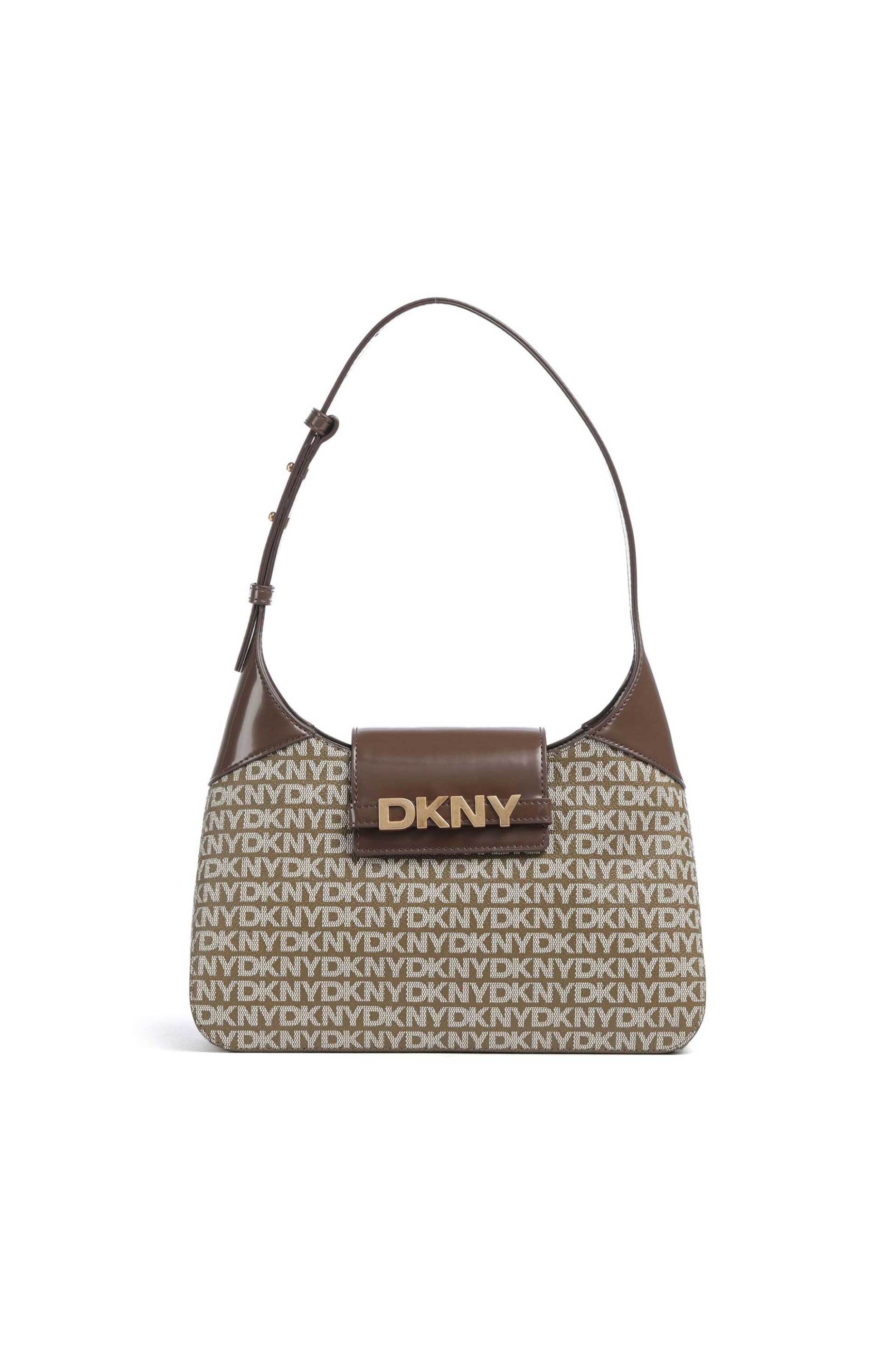 DKNY γυναικεία τσάντα ώμου με all-over λογότυπο "Avril" - R5235L20 Καφέ