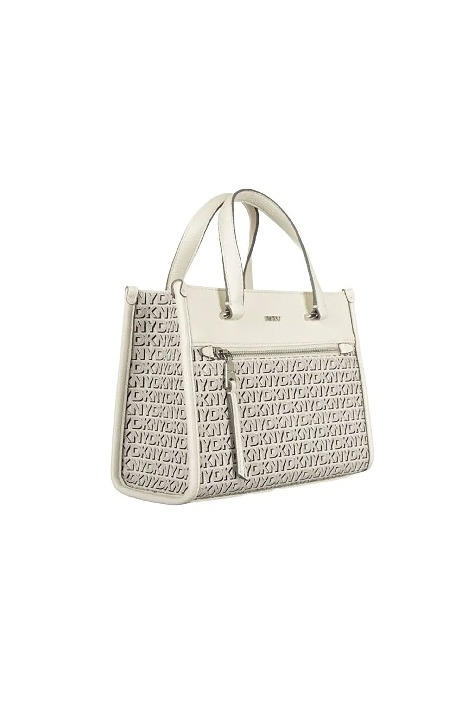 DKNY DKNY γυναικεία δερμάτινη τσάντα tote με all-over logo print και μεταλλικό λογότυπο "Zoie" - R42A5F54 Εκρού - 2