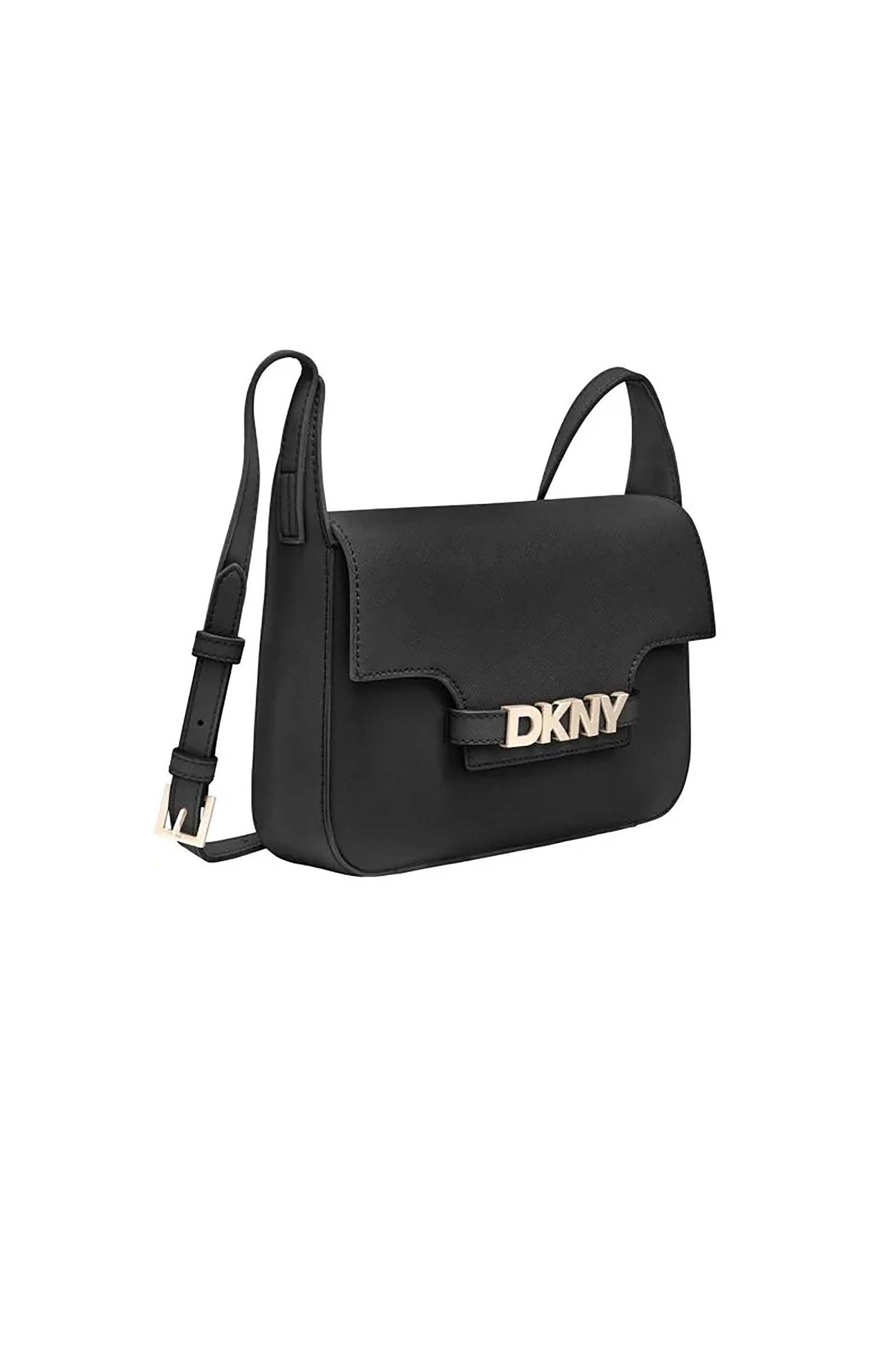 DKNY DKNY γυναικεία δερμάτινη τσάντα crossbody με μεταλικό λογότυπο "Avril" - R51E1J30 Μαύρο - 2