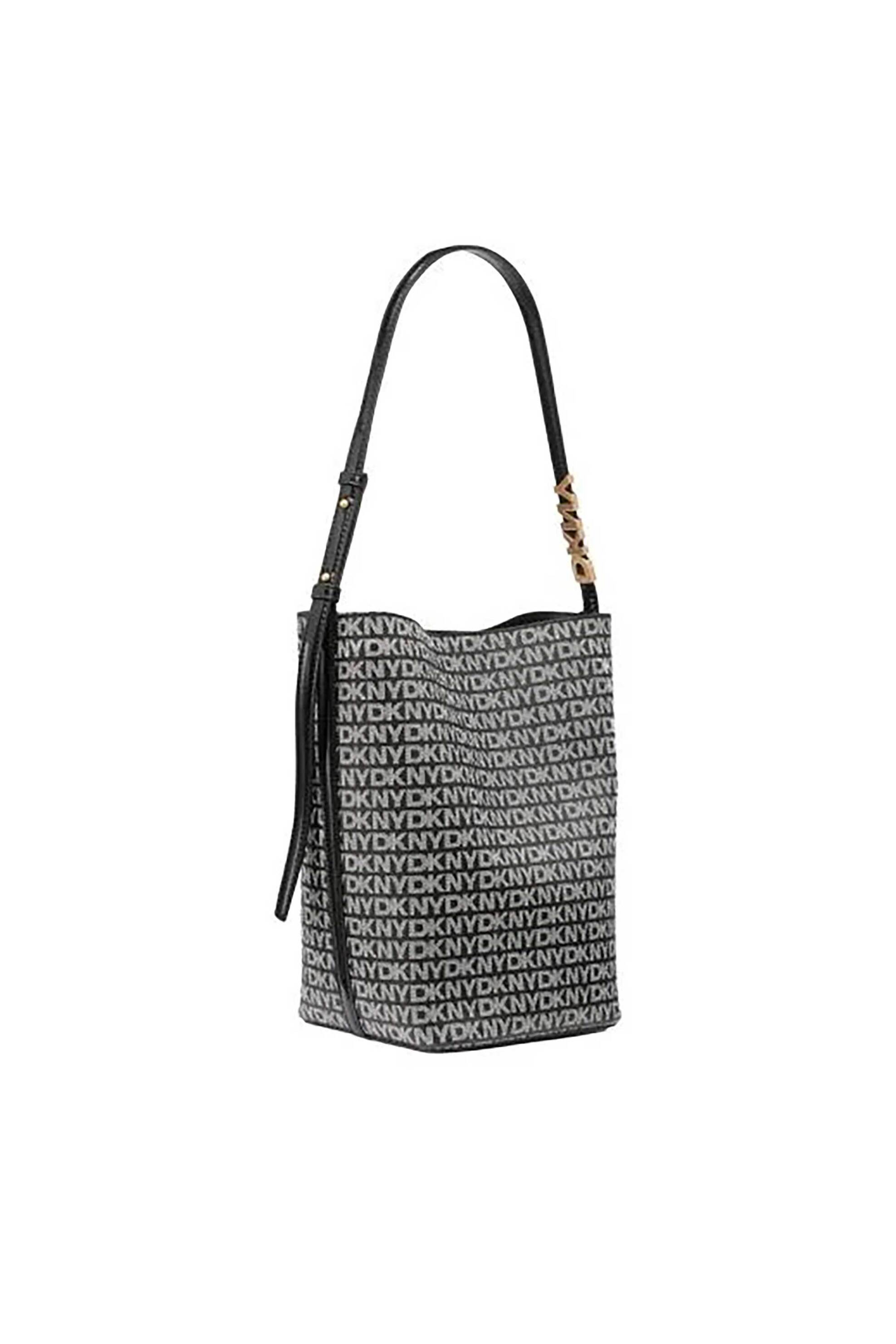DKNY γυναικεία τσάντα bucket με all-over logo print "Avril" - R52J5J29 Ασπρόμαυρο φωτογραφία