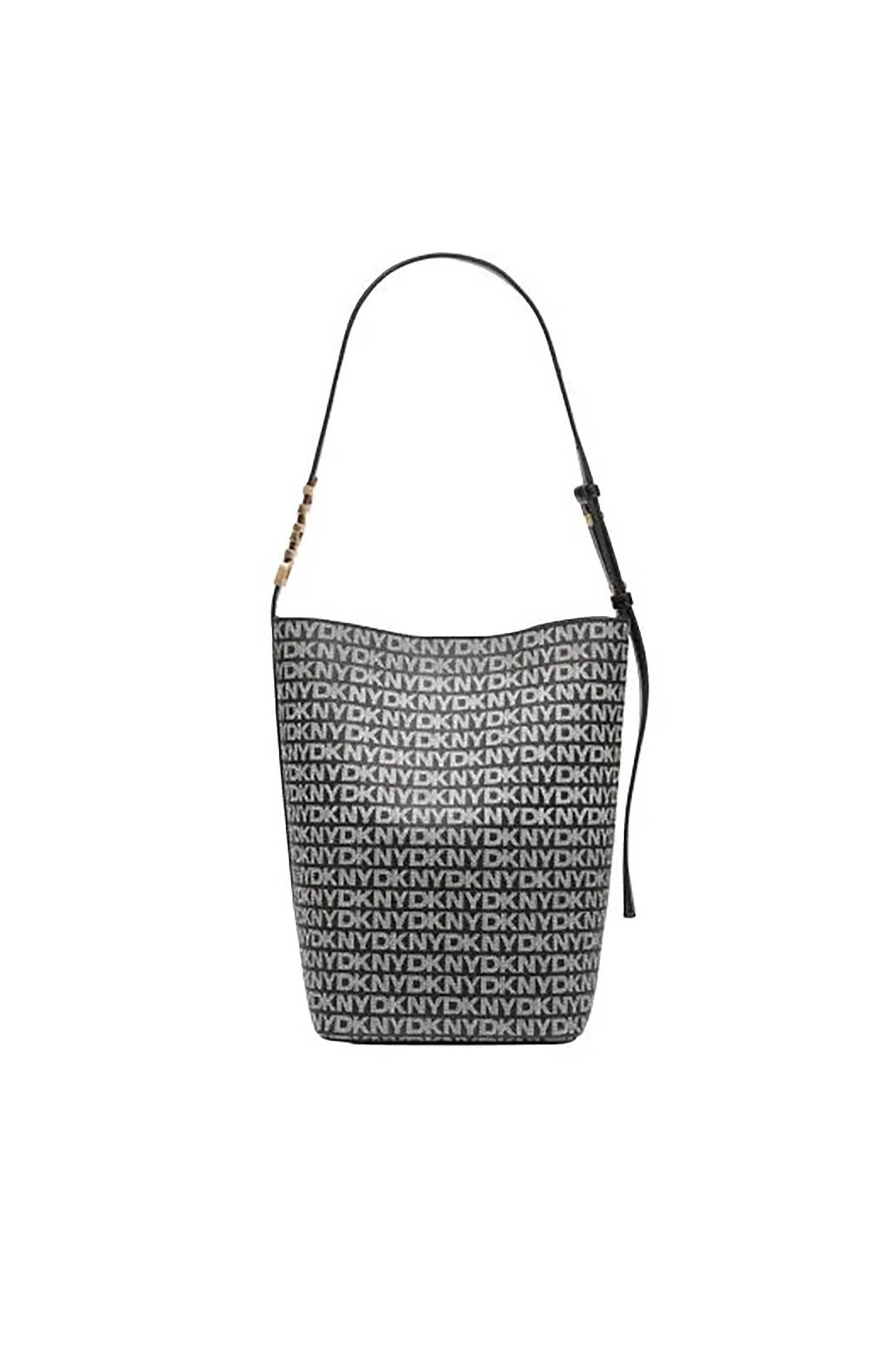 DKNY γυναικεία τσάντα bucket με all-over logo print "Avril" - R52J5J29 Ασπρόμαυρο φωτογραφία