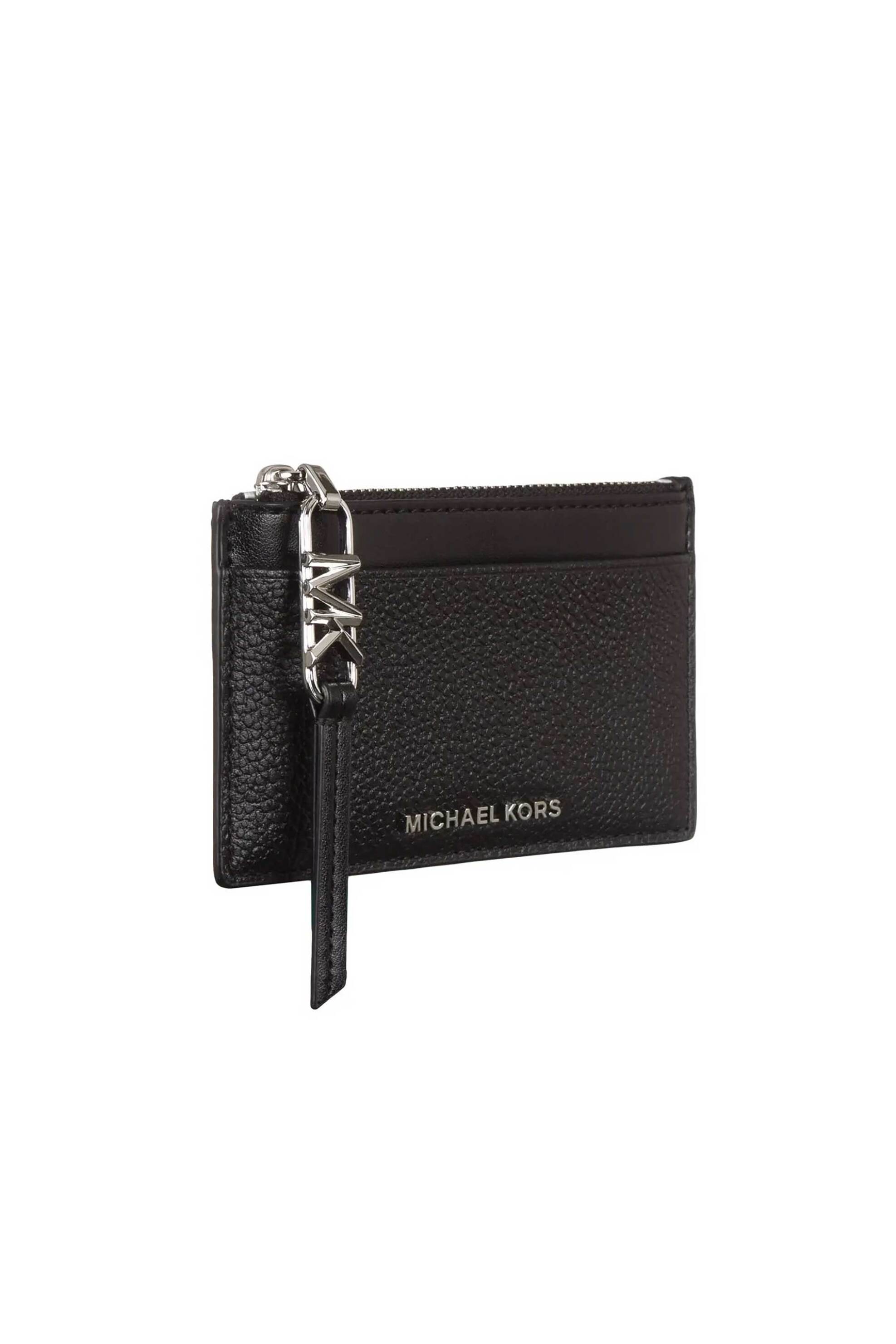 Michael Kors γυναικεία δερμάτινη θήκη για κάρτες μονόχρωμη με μεταλλικό λογότυπο "Empire" - 34H3S8ED1L Μαύρο φωτογραφία