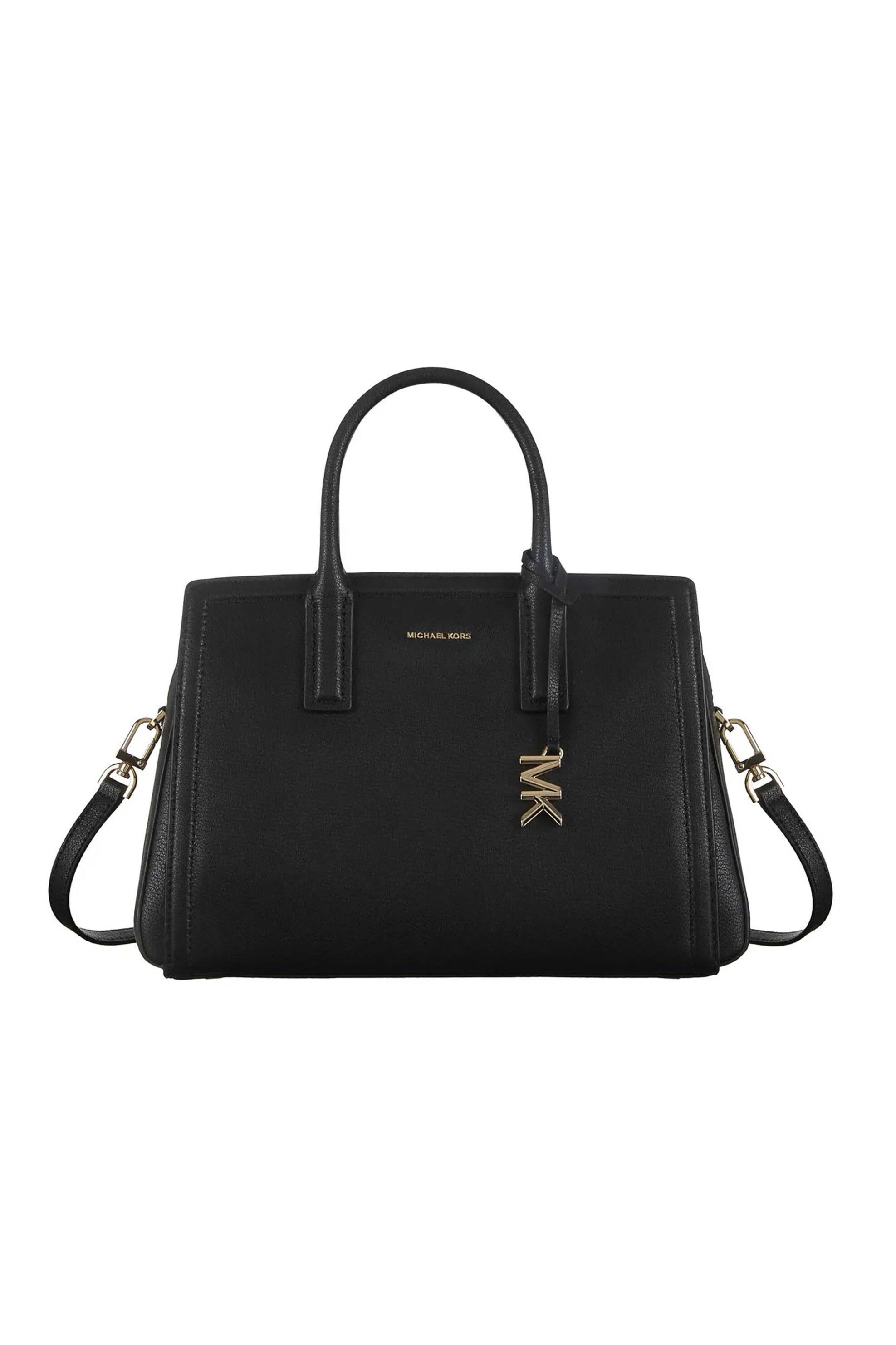 MICHAEL KORS Michael Kors γυναικεία δερμάτινη τσάντα χειρός με μεταλλικό λογότυπο 