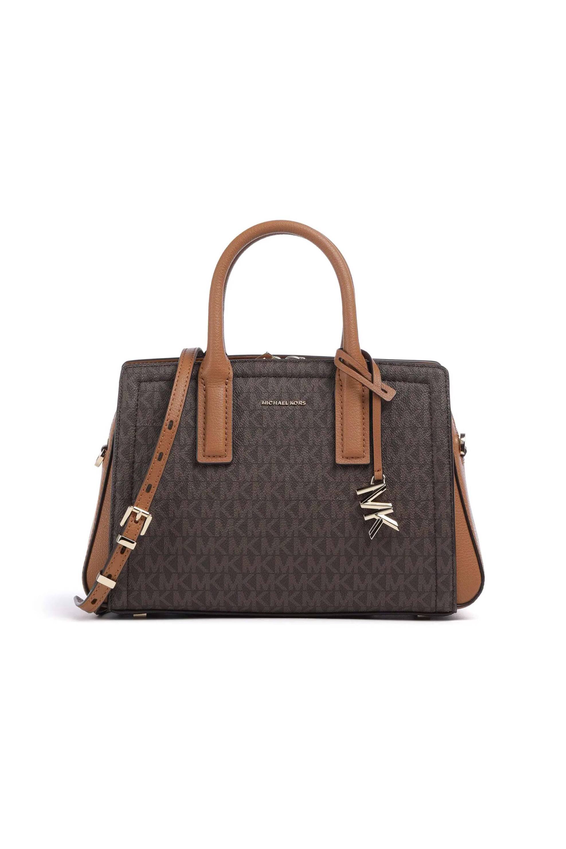 MICHAEL KORS Michael Kors γυναικεία τσάντα χειρός με all-over monogram και μεταλλικό λογότυπο "Laila" - 30S5G9IS1B Καφέ