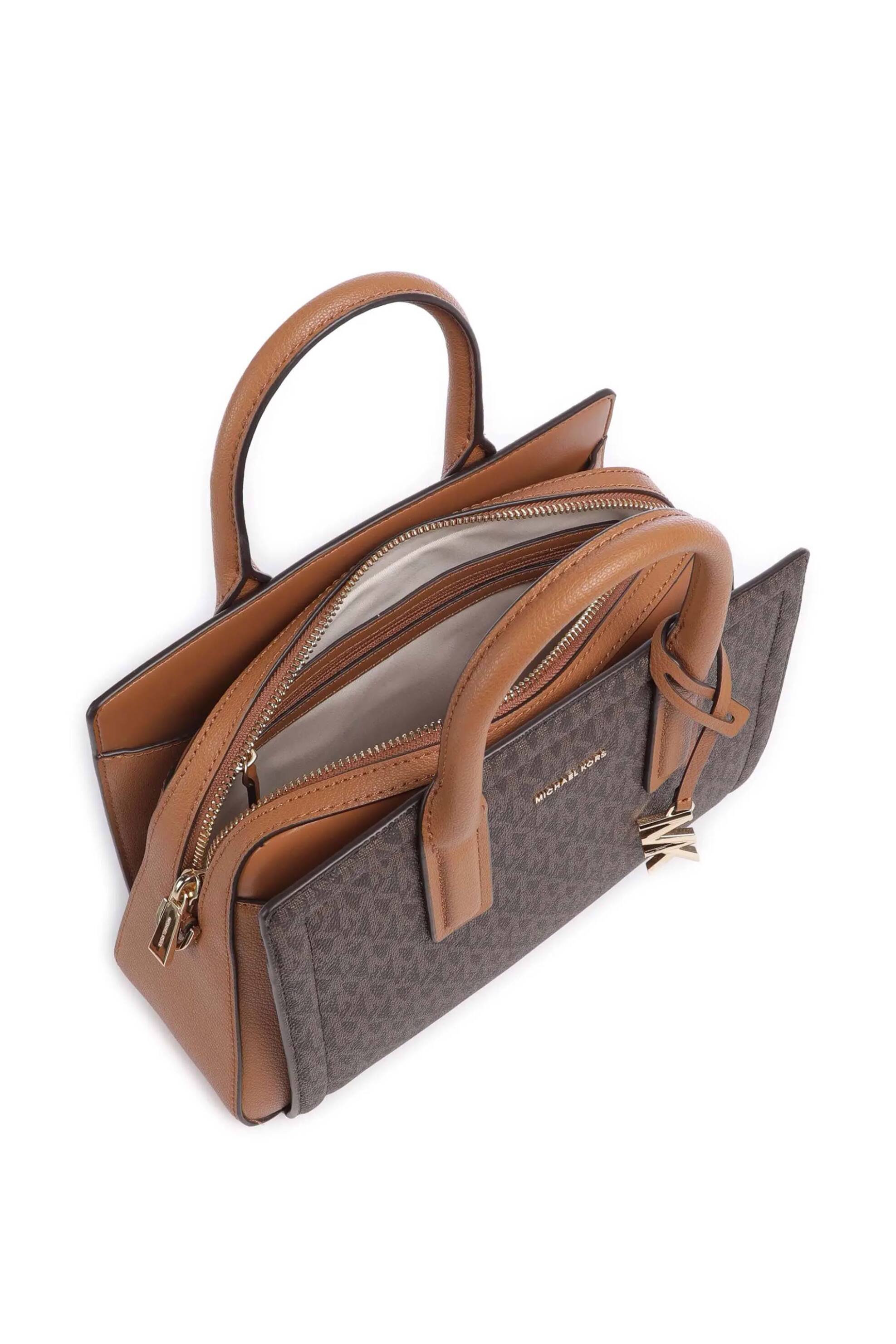 Michael Kors Γυναικεία Τσάντα Χειρός με All-Over Monogram Και Μεταλλικό Λογότυπο Laila - 30S5G9Is1B Καφέ