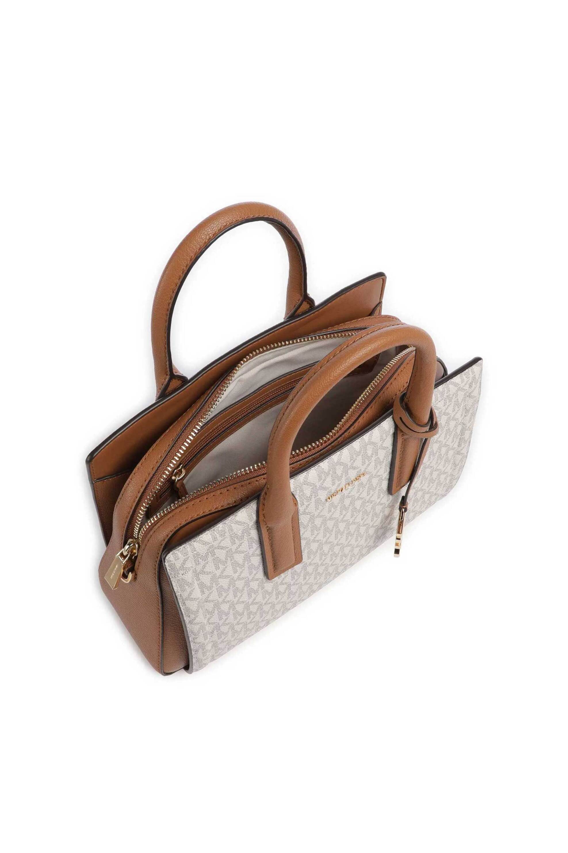 Michael Kors Γυναικεία Τσάντα Χειρός με All-Over Monogram Και Μεταλλικό Λογότυπο Laila - 30S5G9Is1B Εκρού