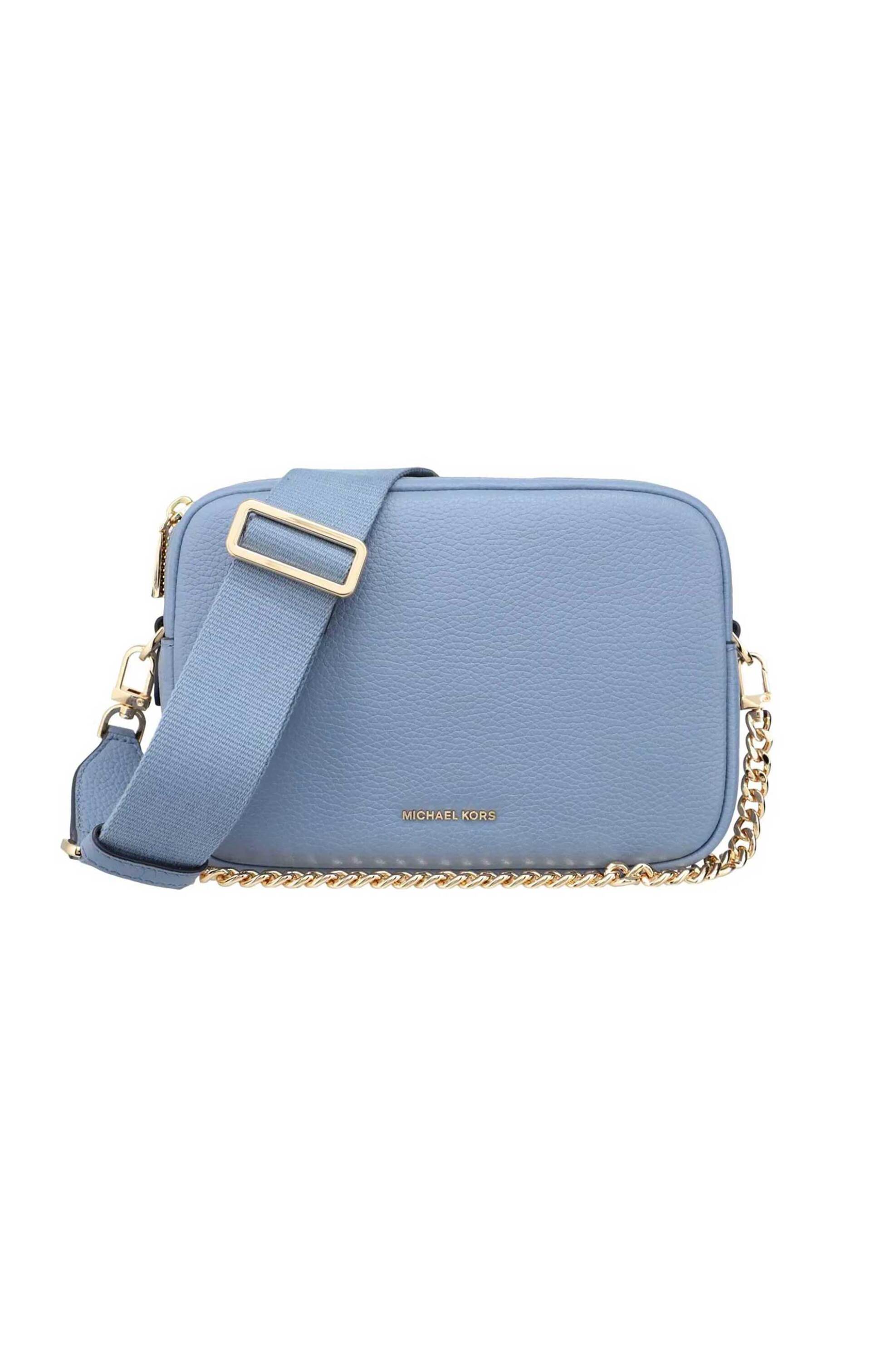 MICHAEL KORS Michael Kors γυναικεία δερμάτινη τσάντα crossbody "Bryant Medium" - 32S5GYTC5L Μπλε Ανοιχτό
