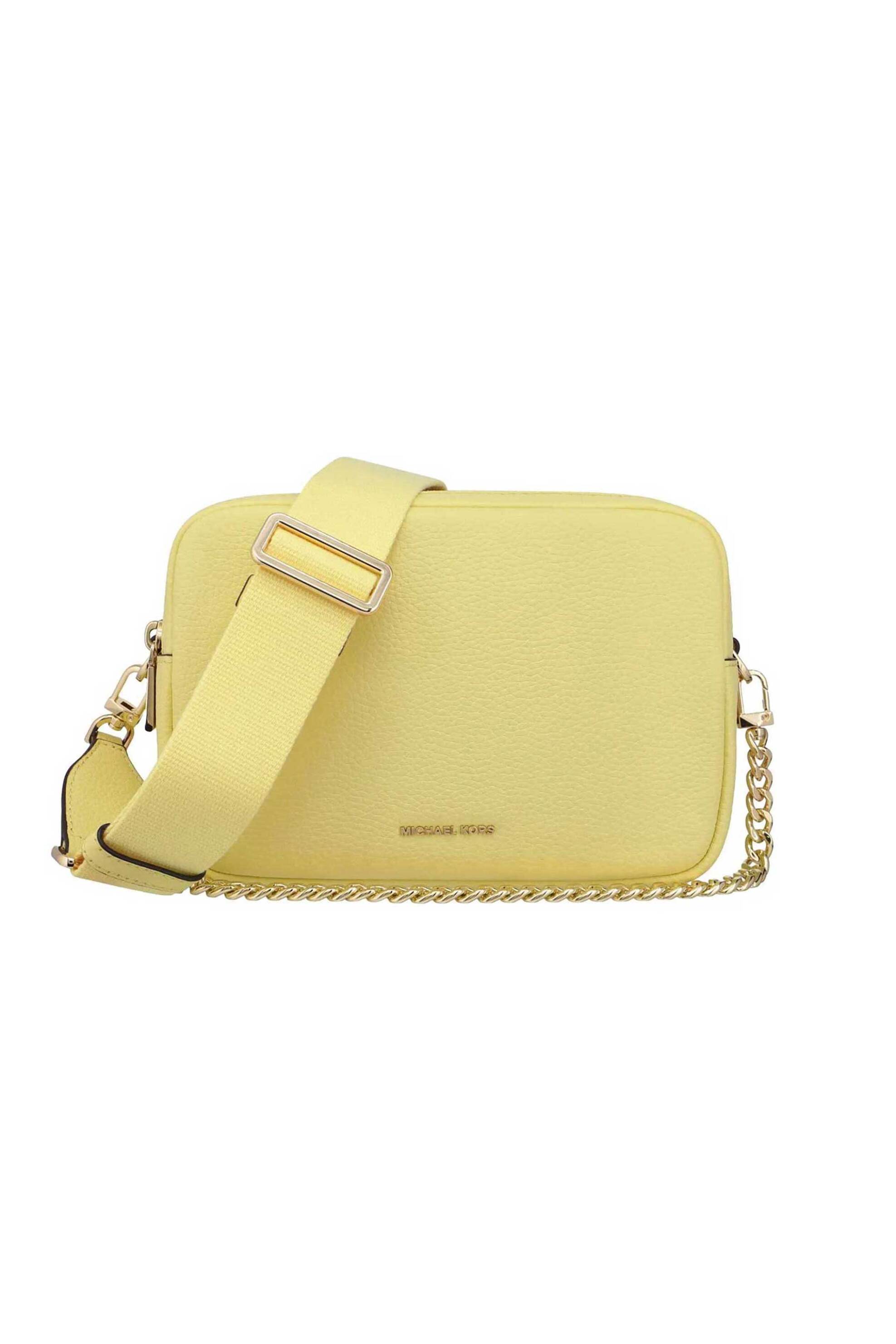 MICHAEL KORS Michael Kors γυναικεία δερμάτινη τσάντα crossbody "Bryant Medium" - 32S5GYTC5L Κίτρινο Ανοιχτό