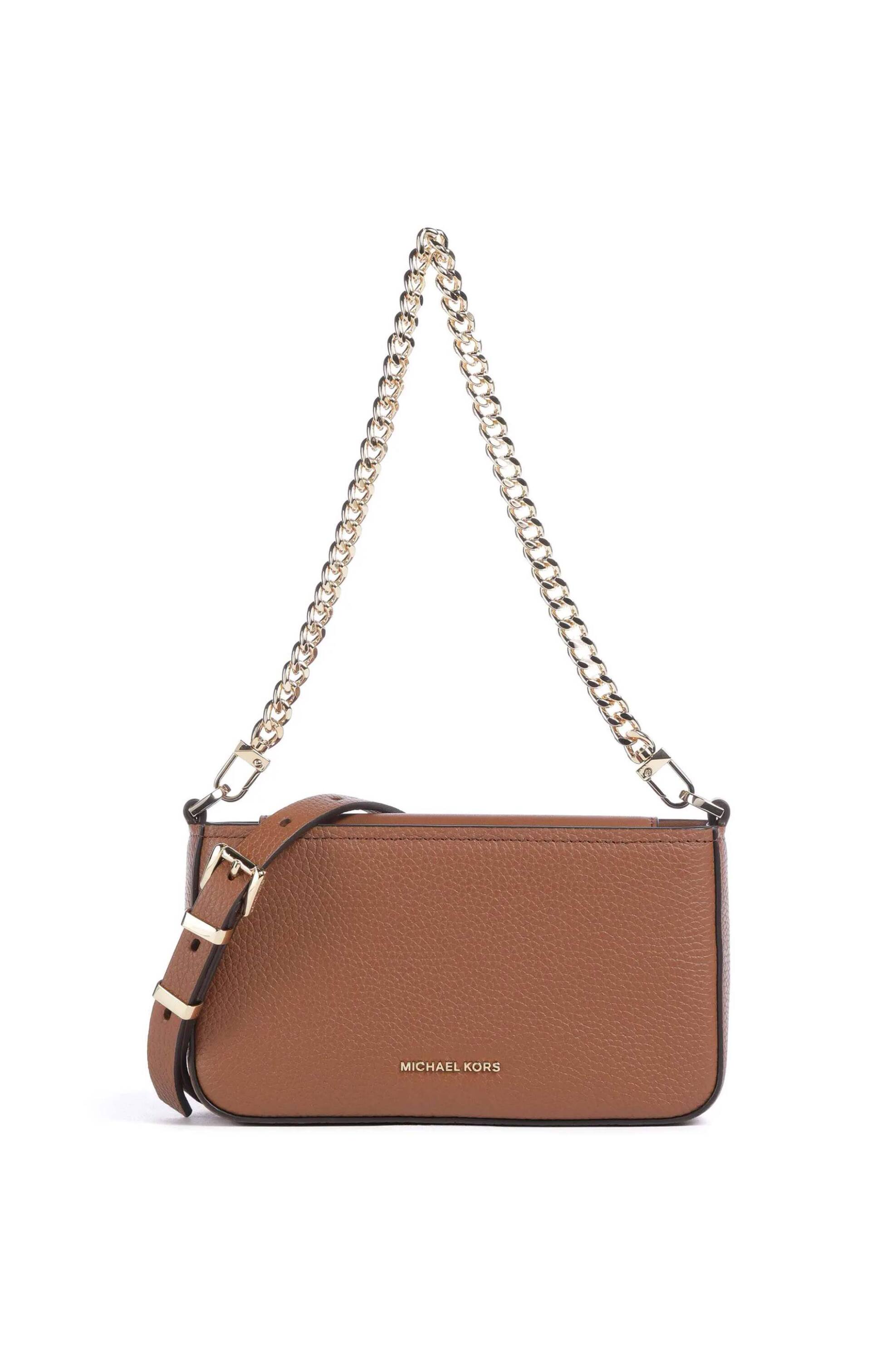 Michael Kors γυναικεία δερμάτινη τσάντα ώμου με μεταλλικό λογότυπο "Bryant" - 32S5GYTU1L Ταμπά