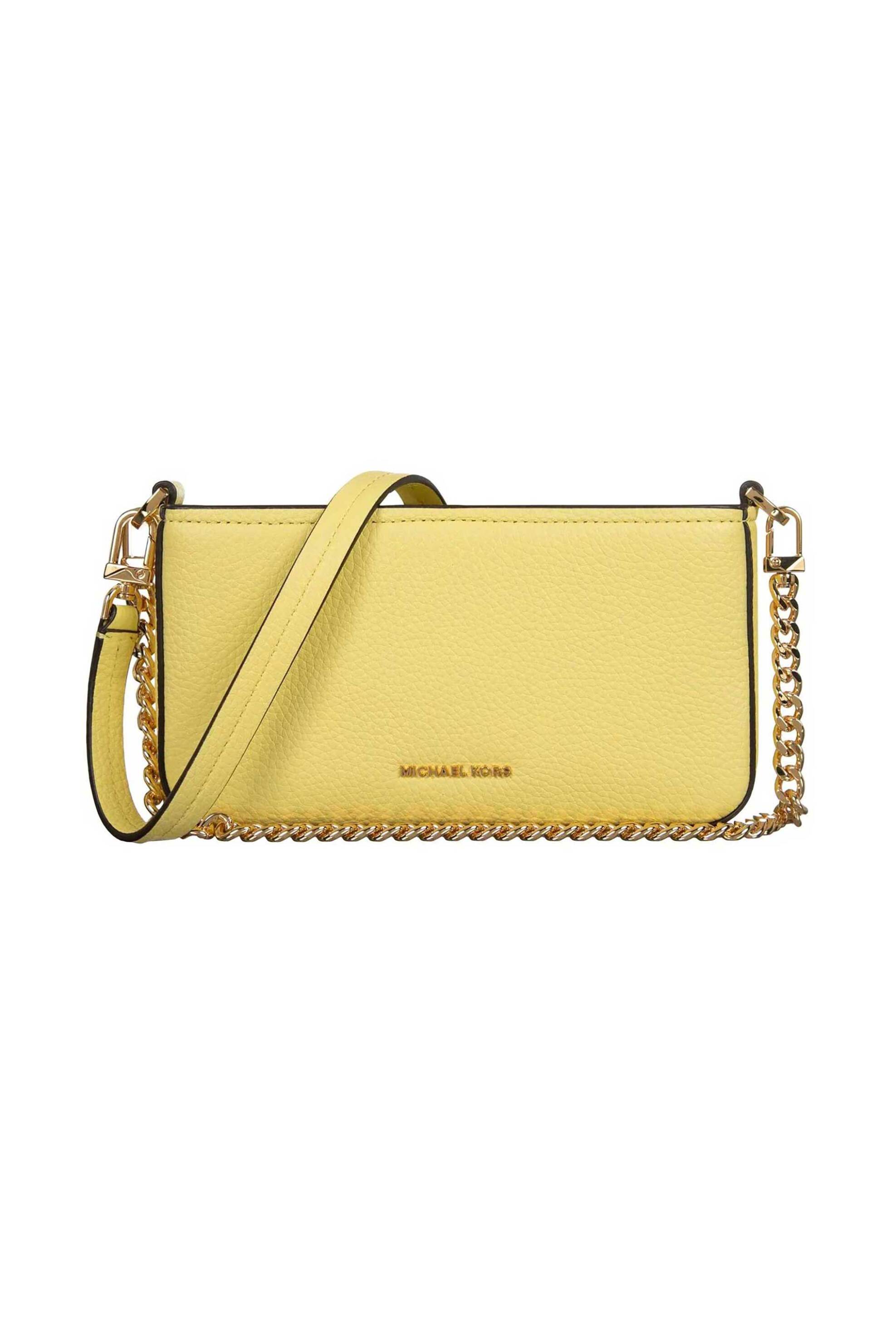 Michael Kors γυναικεία δερμάτινη τσάντα ώμου "Bryant Small" - 32S5GYTU1L Κίτρινο Ανοιχτό