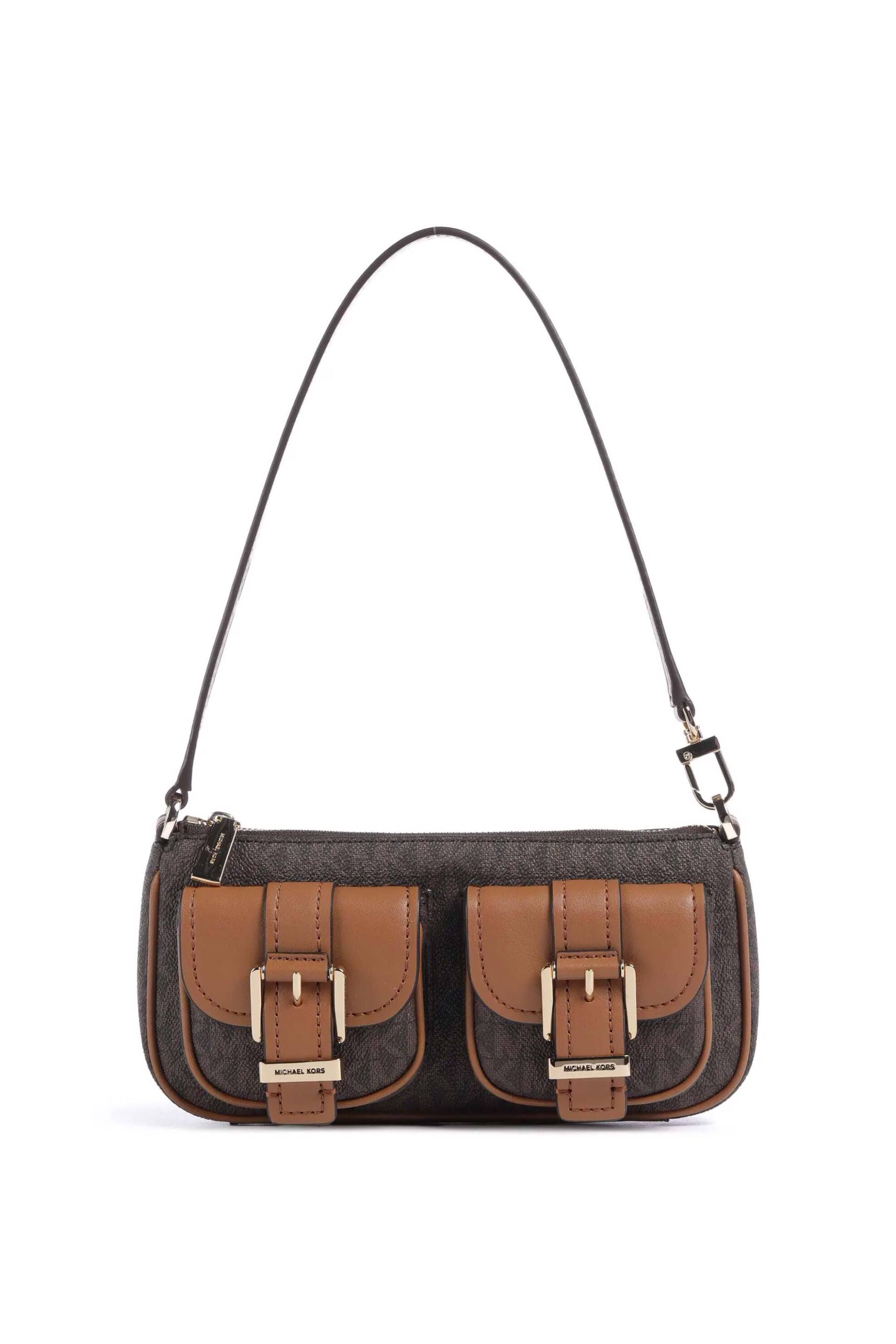 Michael Kors γυναικεία τσάντα ώμου με all-over monogram και τσέπες "Zoe" - 32S5GZCU1B Καφέ