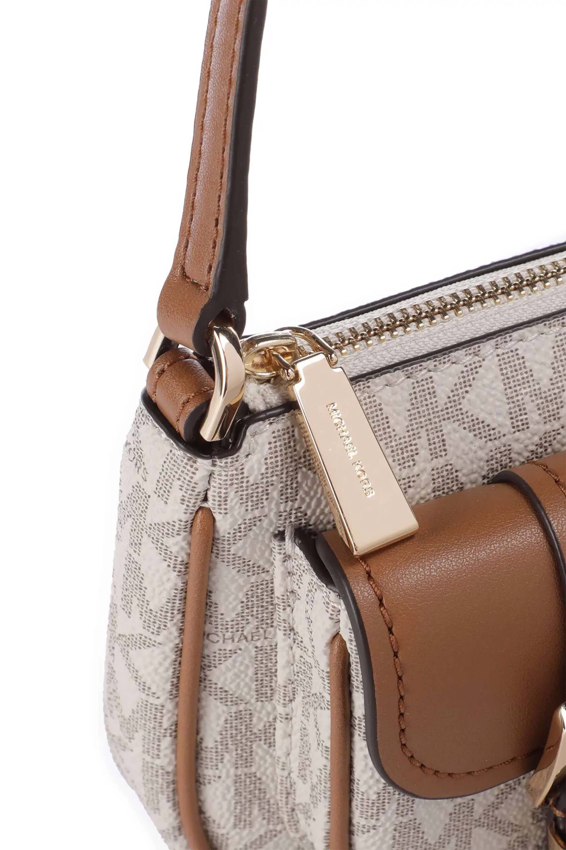 Michael Kors γυναικεία τσάντα ώμου με all-over monogram και τσέπες "Zoe" - 32S5GZCU1B Εκρού φωτογραφία