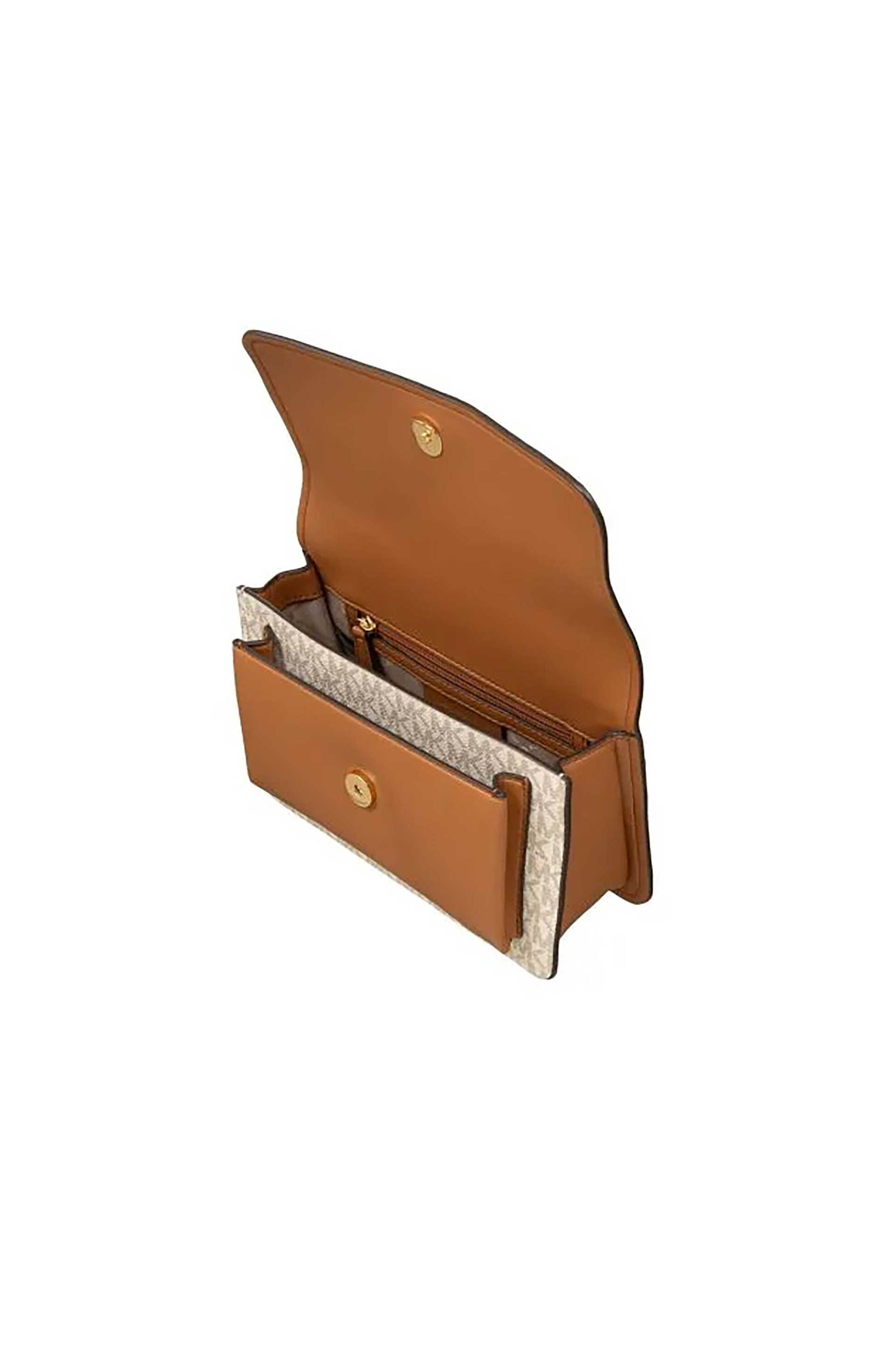 Michael Kors Γυναικεία Τσάντα Ώμου με All-Over Monogram Claire - 30R5Gc7L3B Εκρού