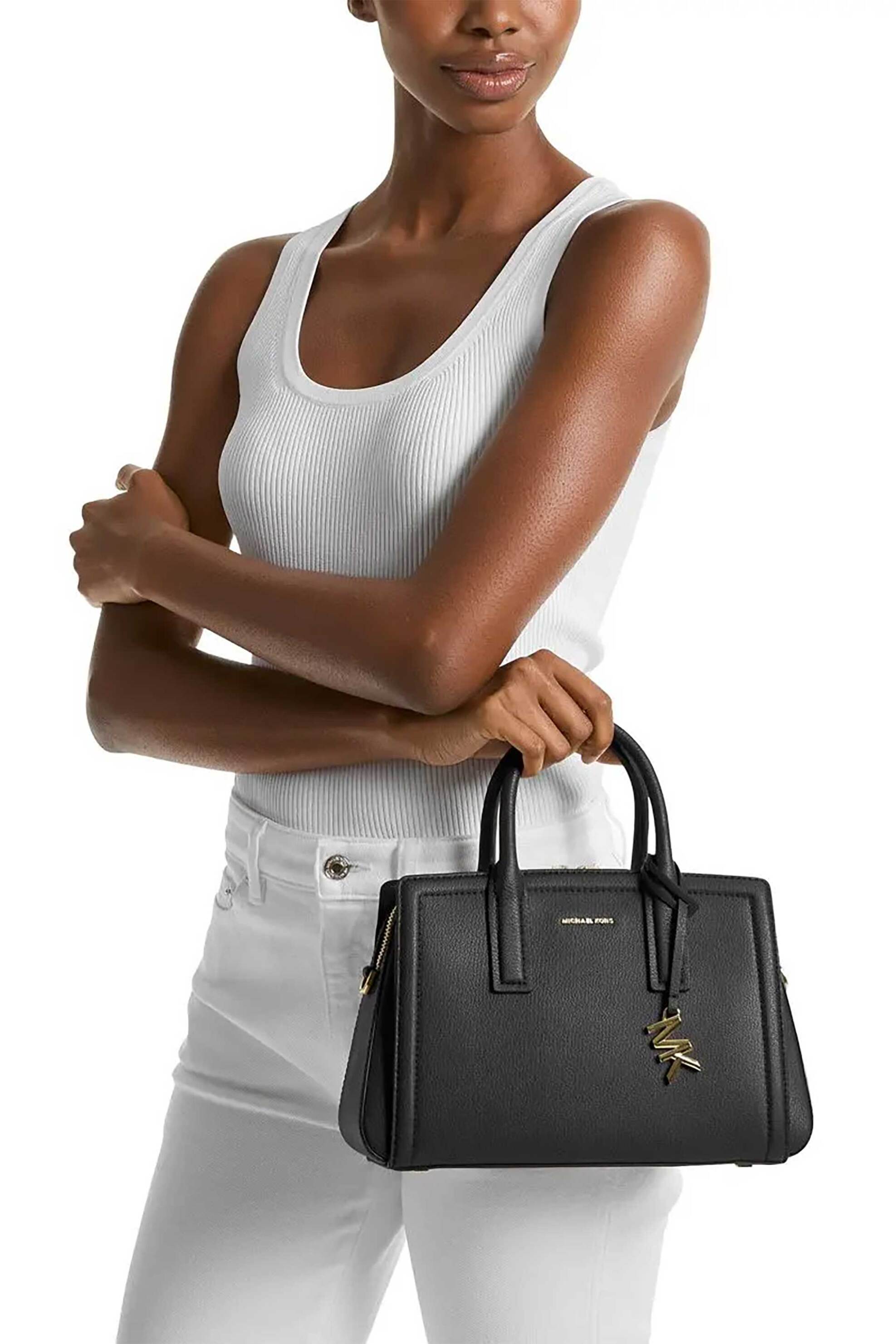 MICHAEL KORS Michael Kors γυναικεία τσάντα χειρός με μεταλλικό λογότυπο "Laila" - 30S5G9IS1L Μαύρο - 4