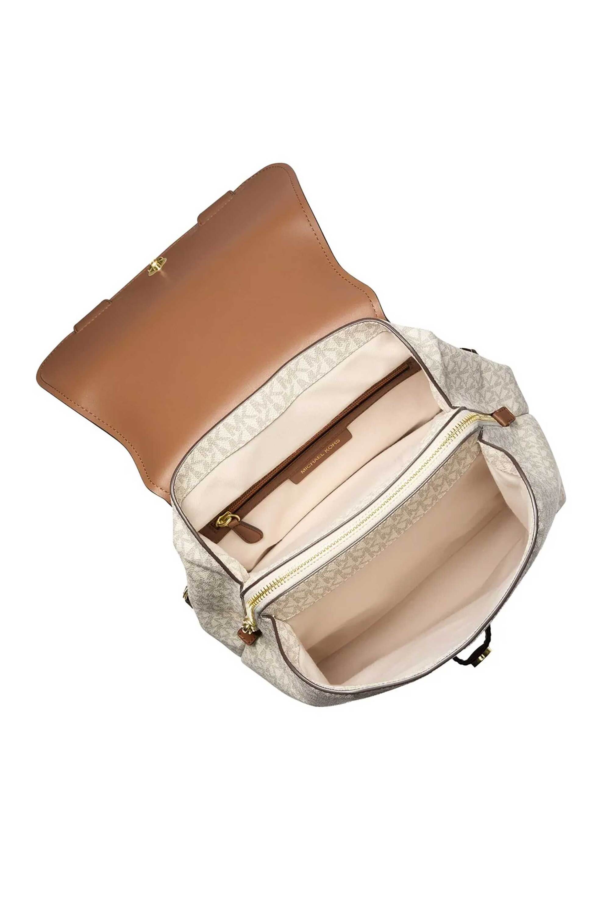 Michael Kors γυναικείο backpack με all-over monogram και μεταλλικό λογότυπο "Quinn" - 30T5GQNB2B Εκρού φωτογραφία