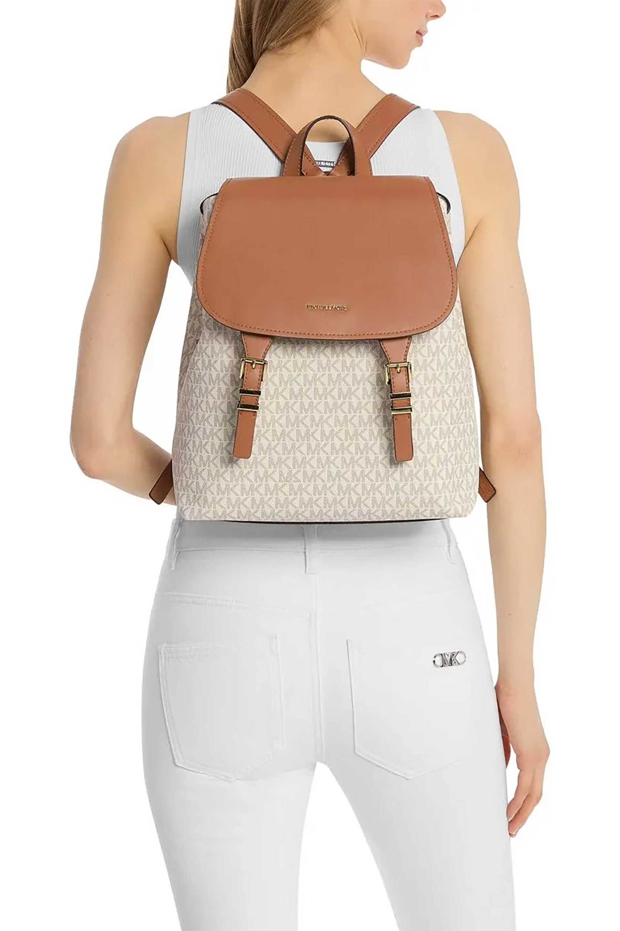 Michael Kors γυναικείο backpack με all-over monogram και μεταλλικό λογότυπο "Quinn" - 30T5GQNB2B Εκρού φωτογραφία