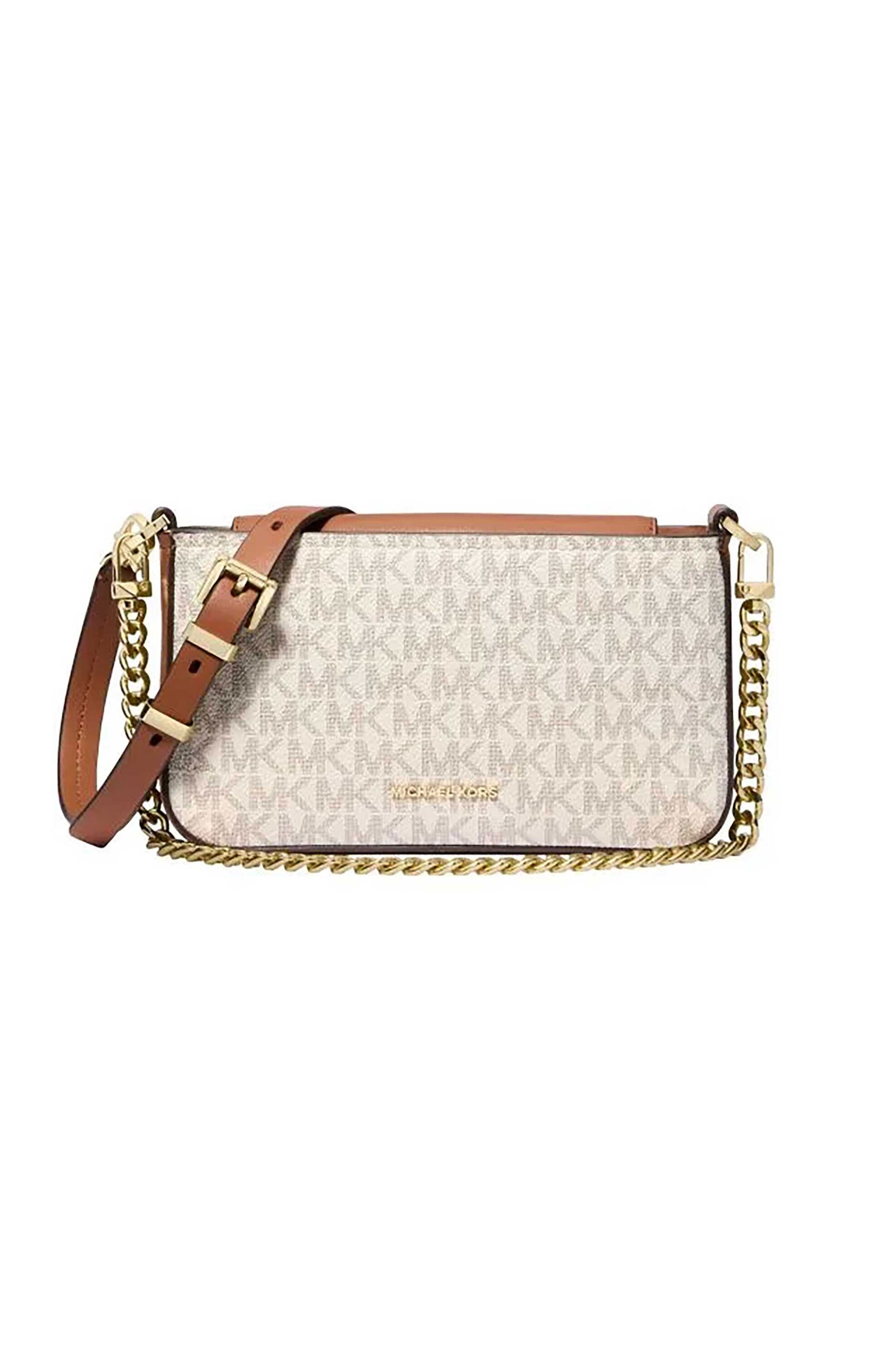 Michael Kors γυναικεία τσάντα crossbody με all-over monogram και μεταλλικό λογότυπο "Bryant Signature" - 32S5GYTU0B Εκρού