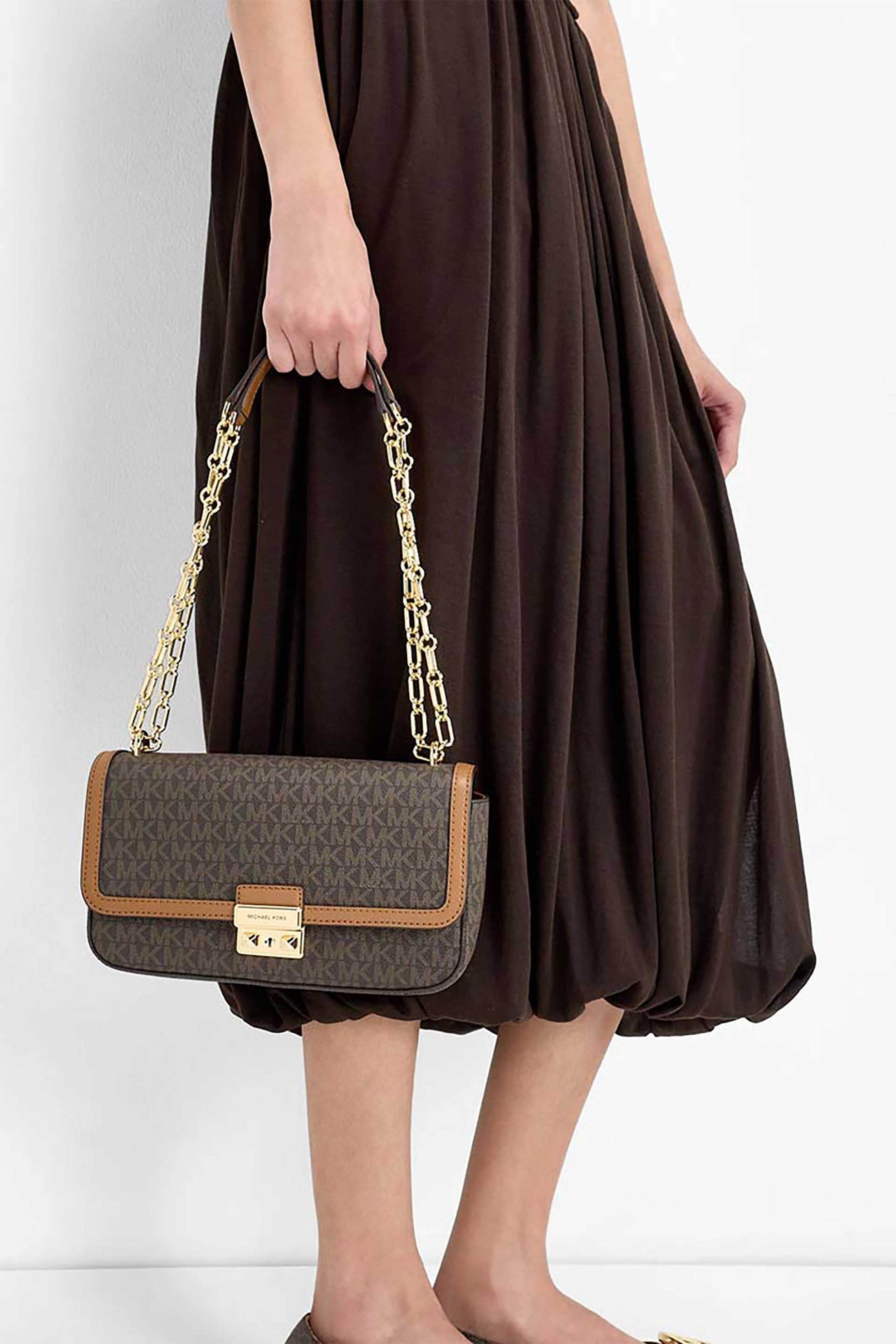 Michael Kors Γυναικεία Τσάντα Ώμου με All-Over Monogram Tribeca - 30R5G2Rl7B Καφέ