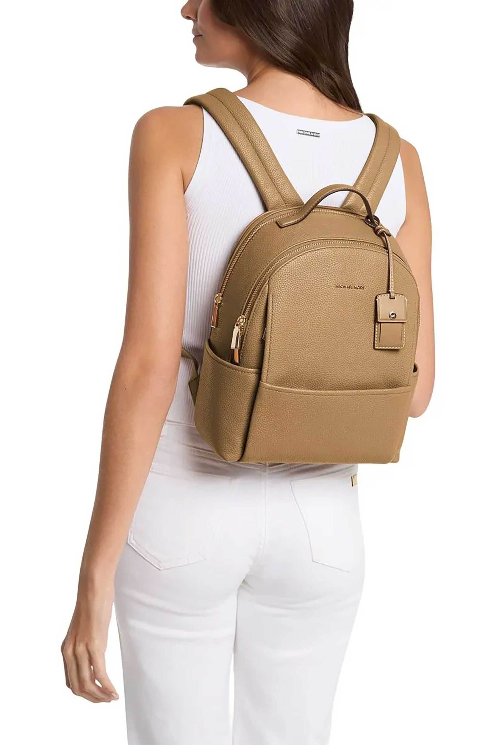Michael Kors γυναικείο backpack με μεταλλικό λογότυπο "Sable" - 30T5G3XB2L Μπεζ φωτογραφία