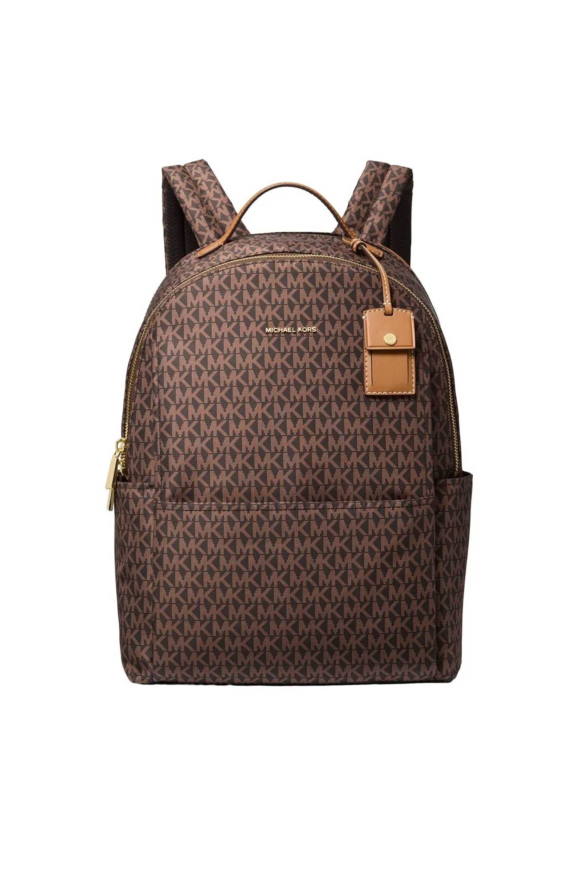 MICHAEL KORS Michael Kors γυναικείο backpack με all-over monogram και μεταλλικό λογότυπο "Sable" - 30T5G3XB3O Καφέ