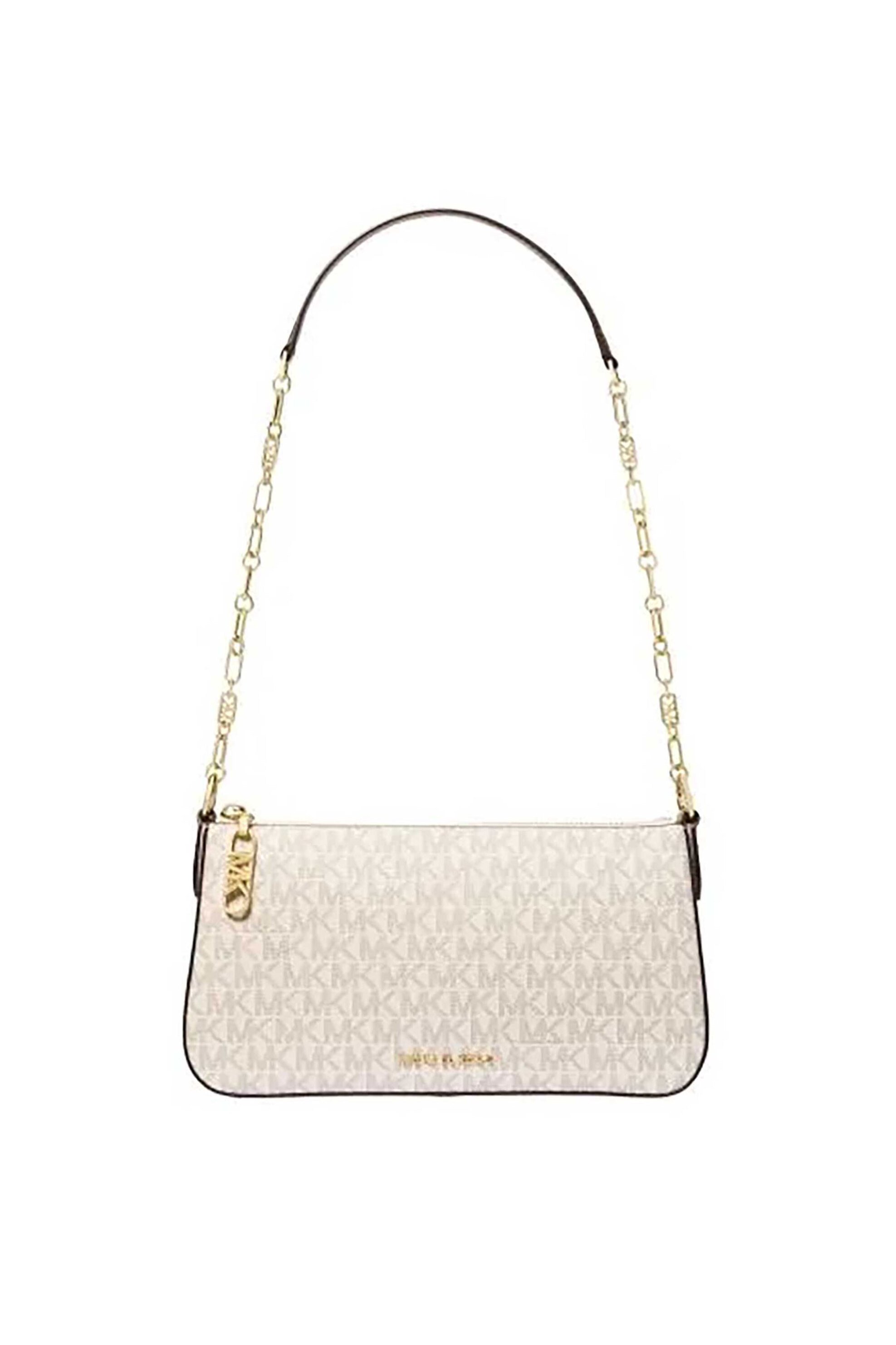 Michael Kors γυναικεία τσάντα ώμου με all-over monogram και μεταλλικό λογότυπο "Claire" - 32S5G8EW6B Εκρού