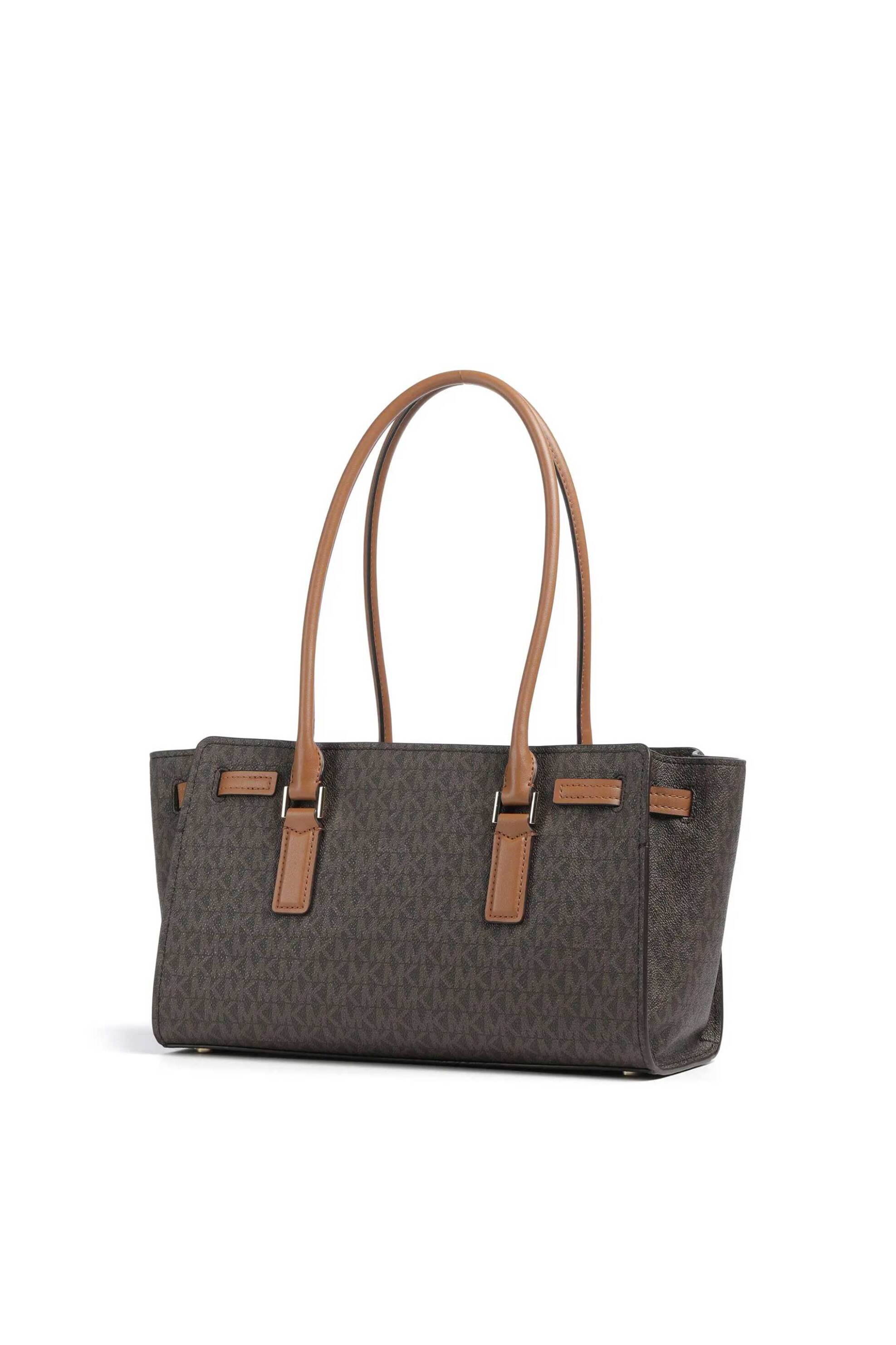 MICHAEL KORS Michael Kors γυναικεία δερμάτινη τσάντα ώμου με all-over monogram "Hamilton Small" - 30F5GNXT0B Καφέ - 2