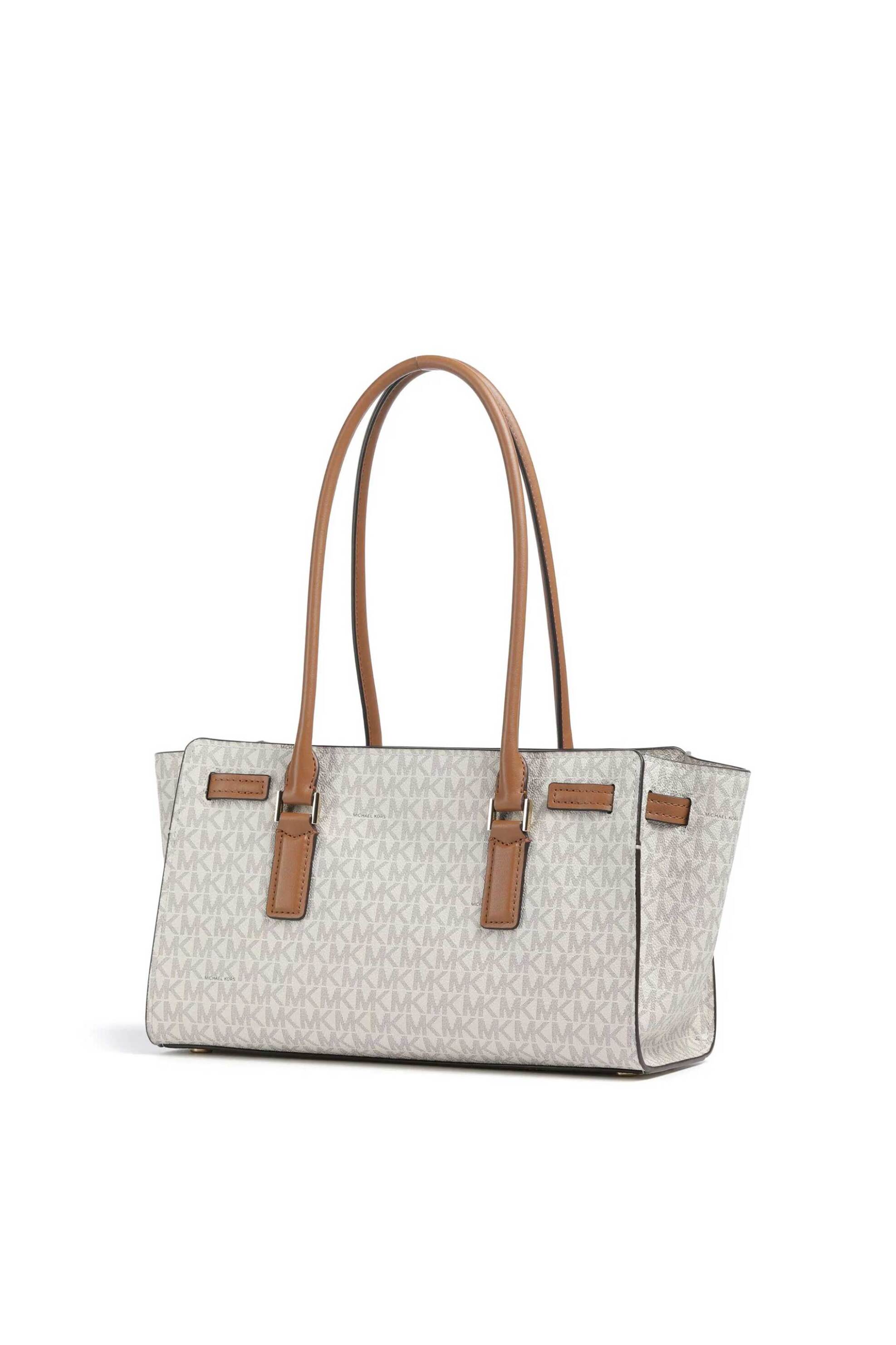 Michael Kors γυναικεία δερμάτινη τσάντα ώμου με all-over monogram "Hamilton Small" - 30F5GNXT0B Εκρού φωτογραφία
