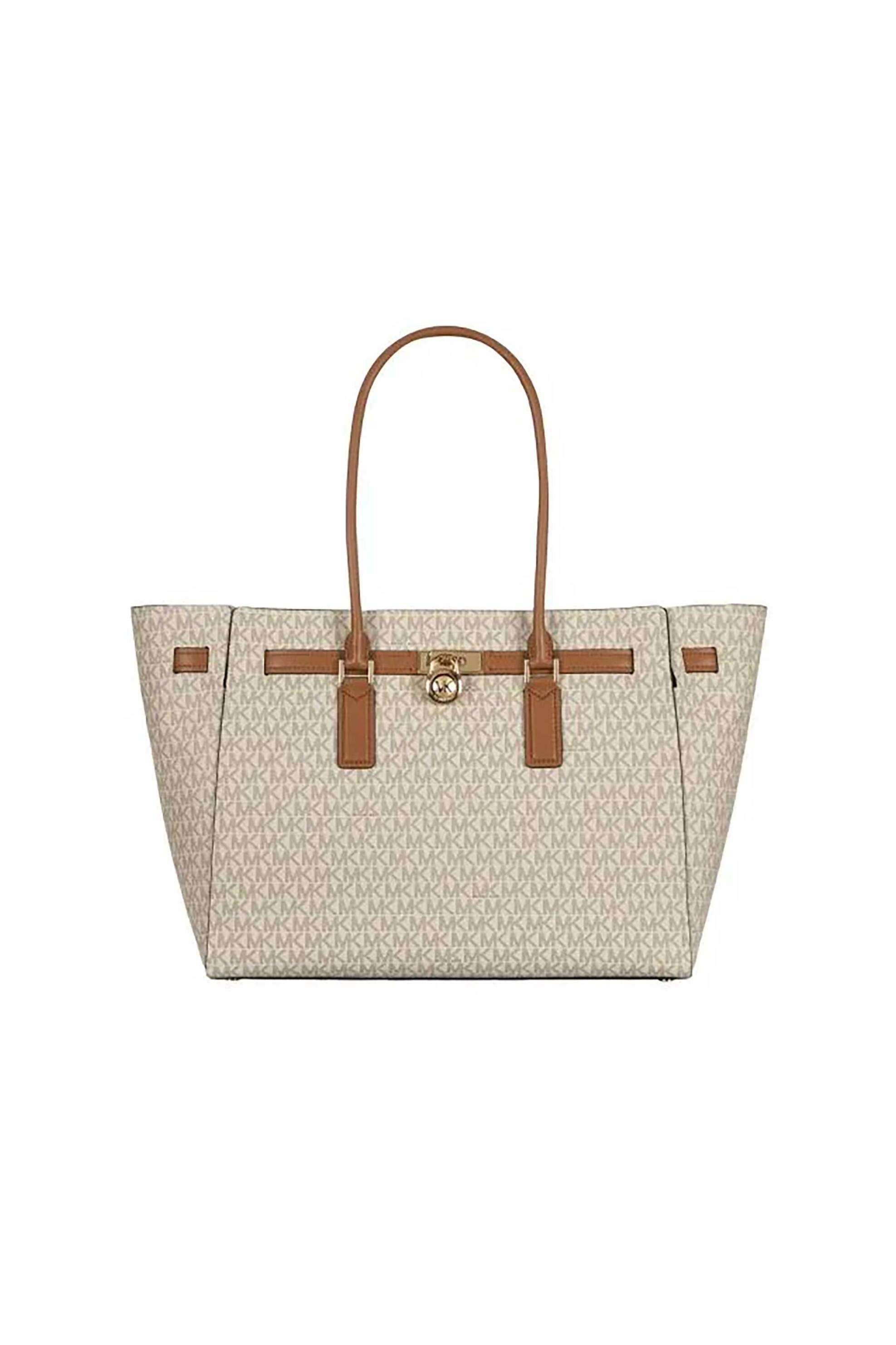 Michael Kors γυναικεία τσάντα tote με all-over monogram "Hamilton Large" - 30F5GNXT3B Εκρού