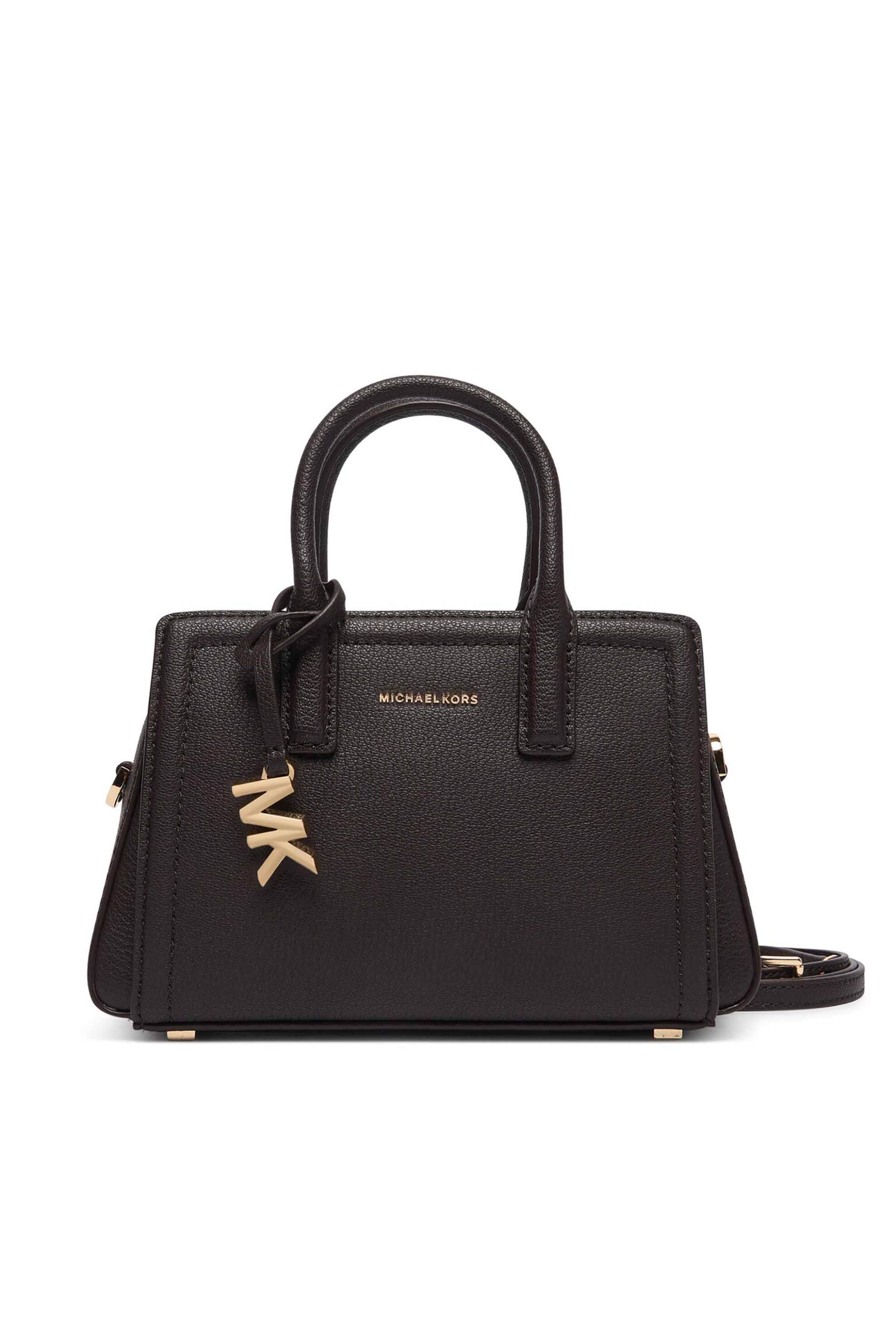 MICHAEL KORS Michael Kors γυναικεία δερμάτινη τσάντα crossbody με μεταλλικό λογότυπο "Laila" - 32F5G9IC0L Καφέ Σκούρο