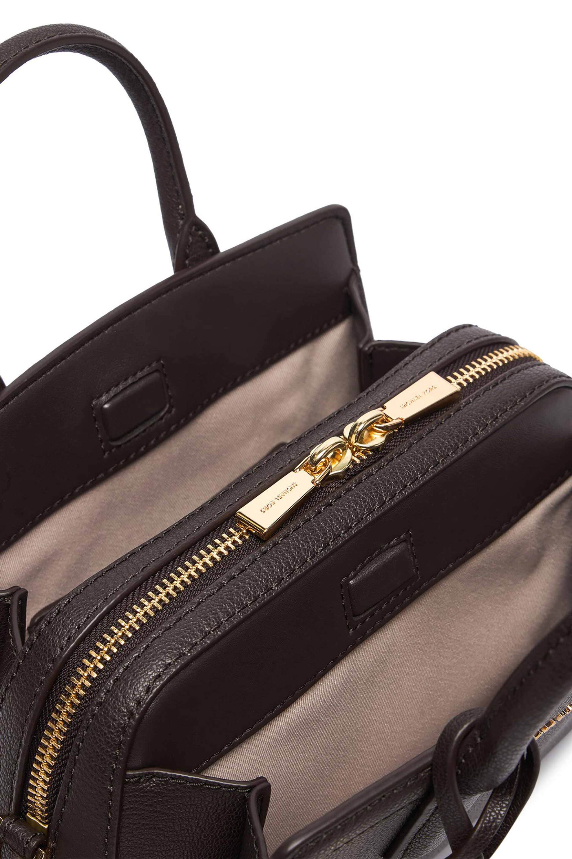 MICHAEL KORS Michael Kors γυναικεία δερμάτινη τσάντα crossbody με μεταλλικό λογότυπο "Laila" - 32F5G9IC0L Καφέ Σκούρο - 3