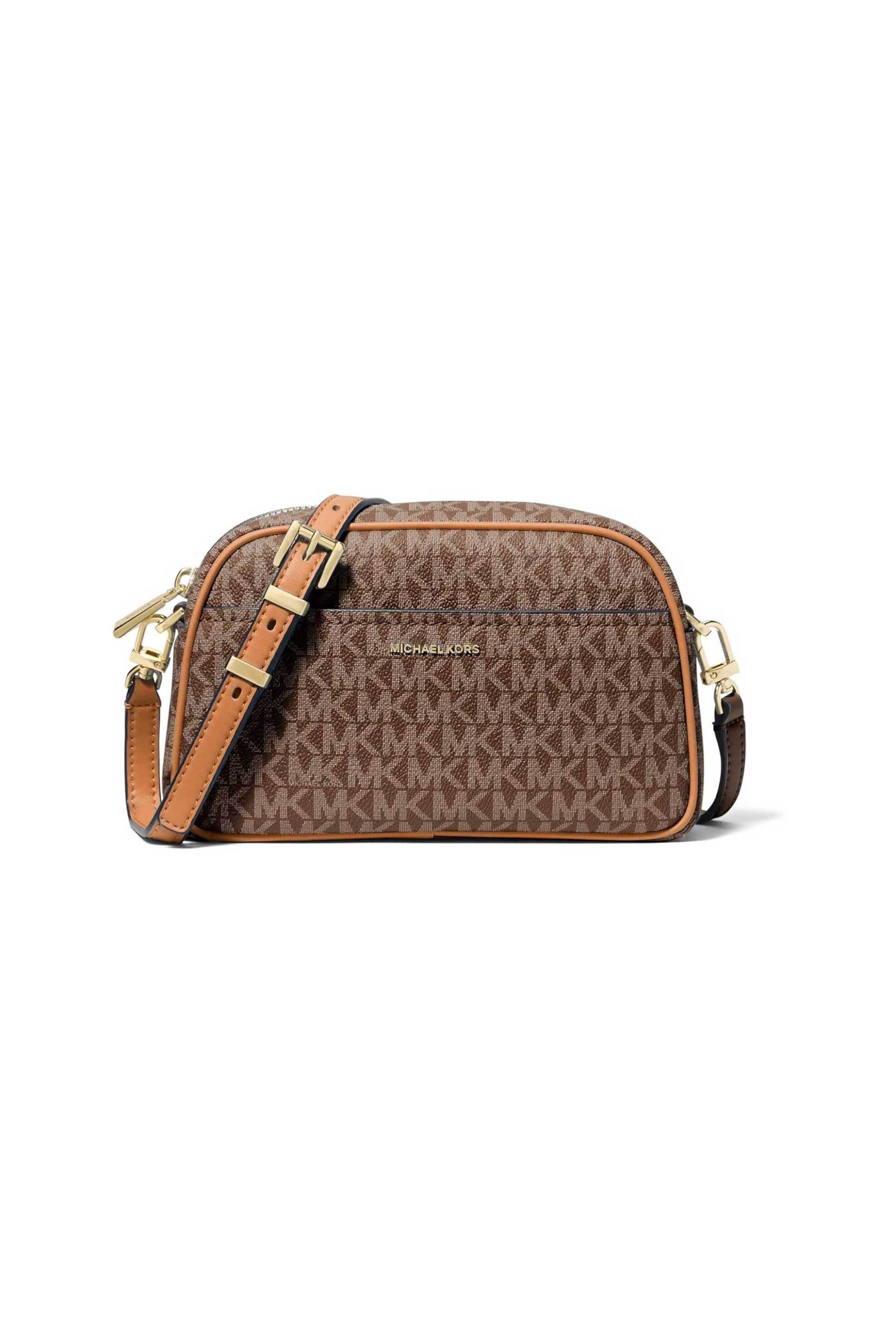 Michael Kors γυναικεία τσάντα crossbody με all-over monogram και μεταλλικό λογότυπο "Nessa" - 32F5GJ6C5B Καφέ