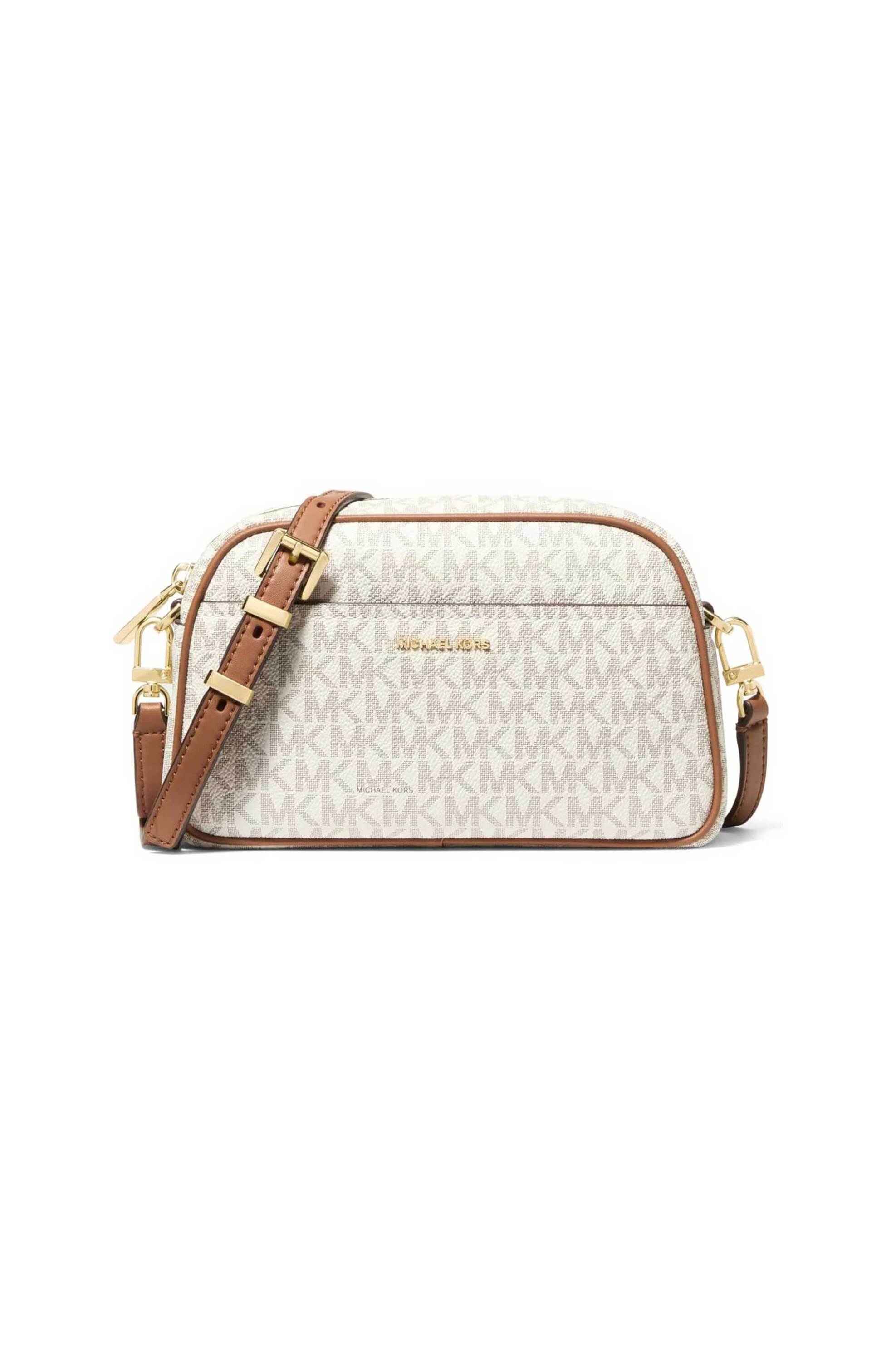 Michael Kors γυναικεία τσάντα crossbody με all-over monogram και μεταλλικό λογότυπο "Nessa" - 32F5GJ6C5B Εκρού