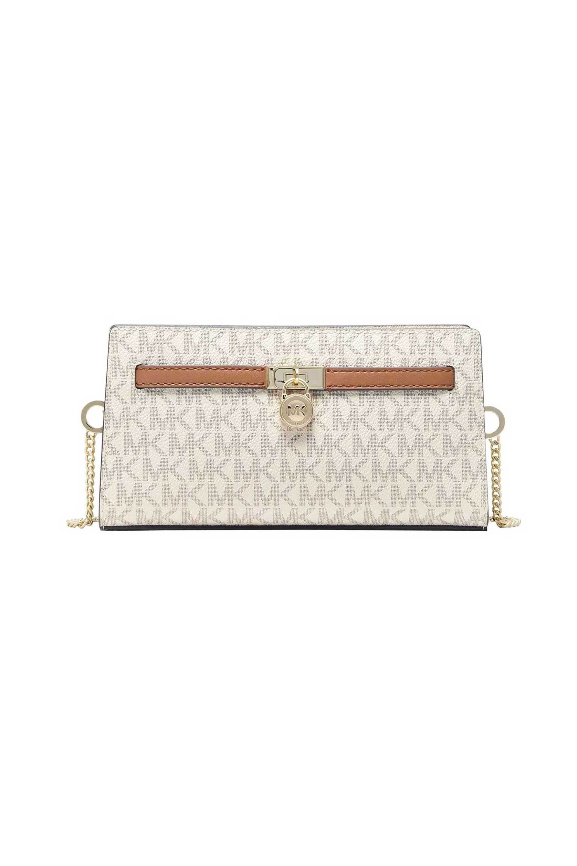 Michael Kors γυναικεία τσάντα crossbody με all-over monogram "Hamilton" - 32F5GNXC0B Εκρού
