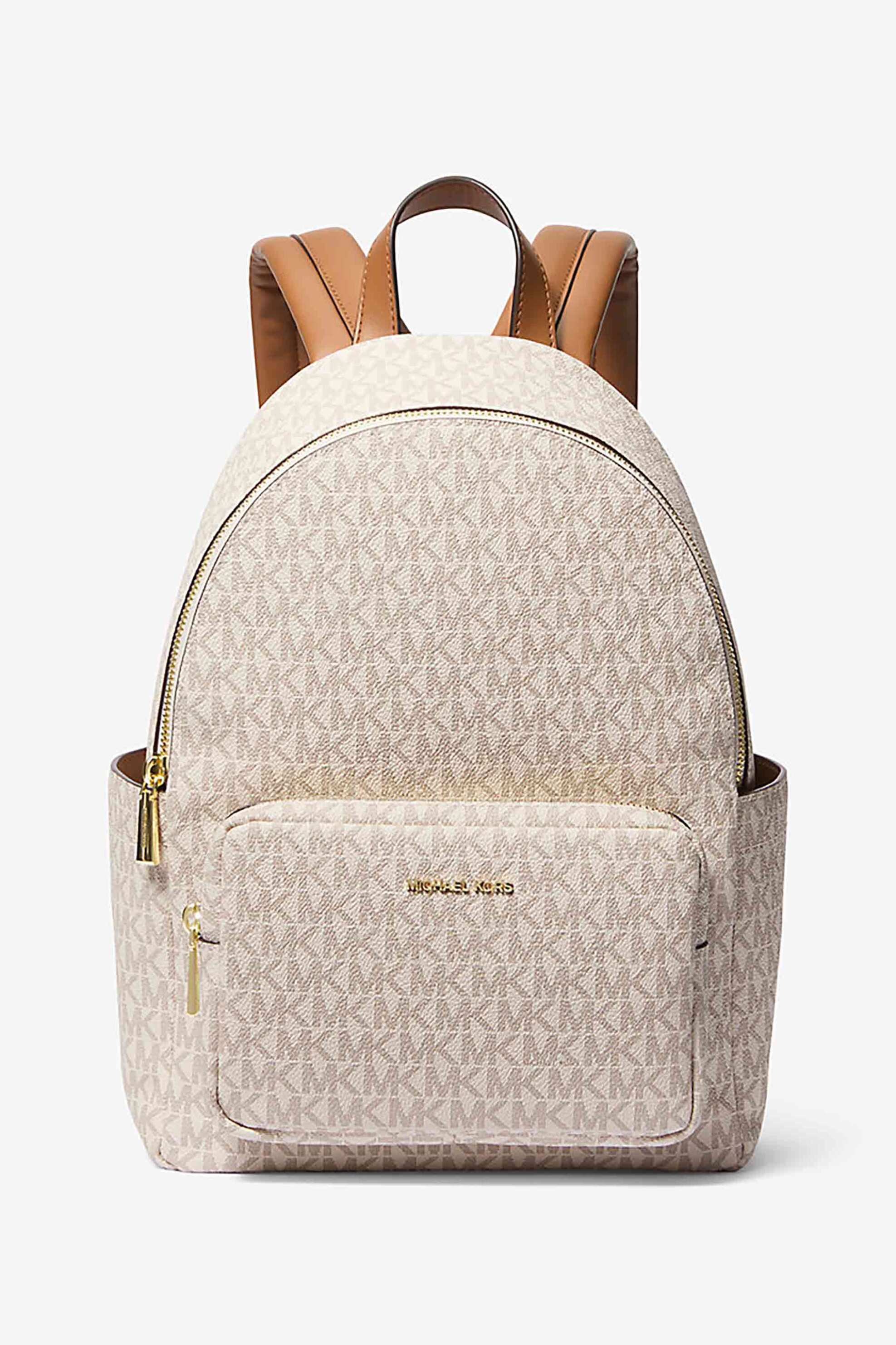 Michael Kors γυναικείο backpack με all-over monogram και μεταλλικό λογότυπο "Tanner" - 30T5GTNB2B Εκρού