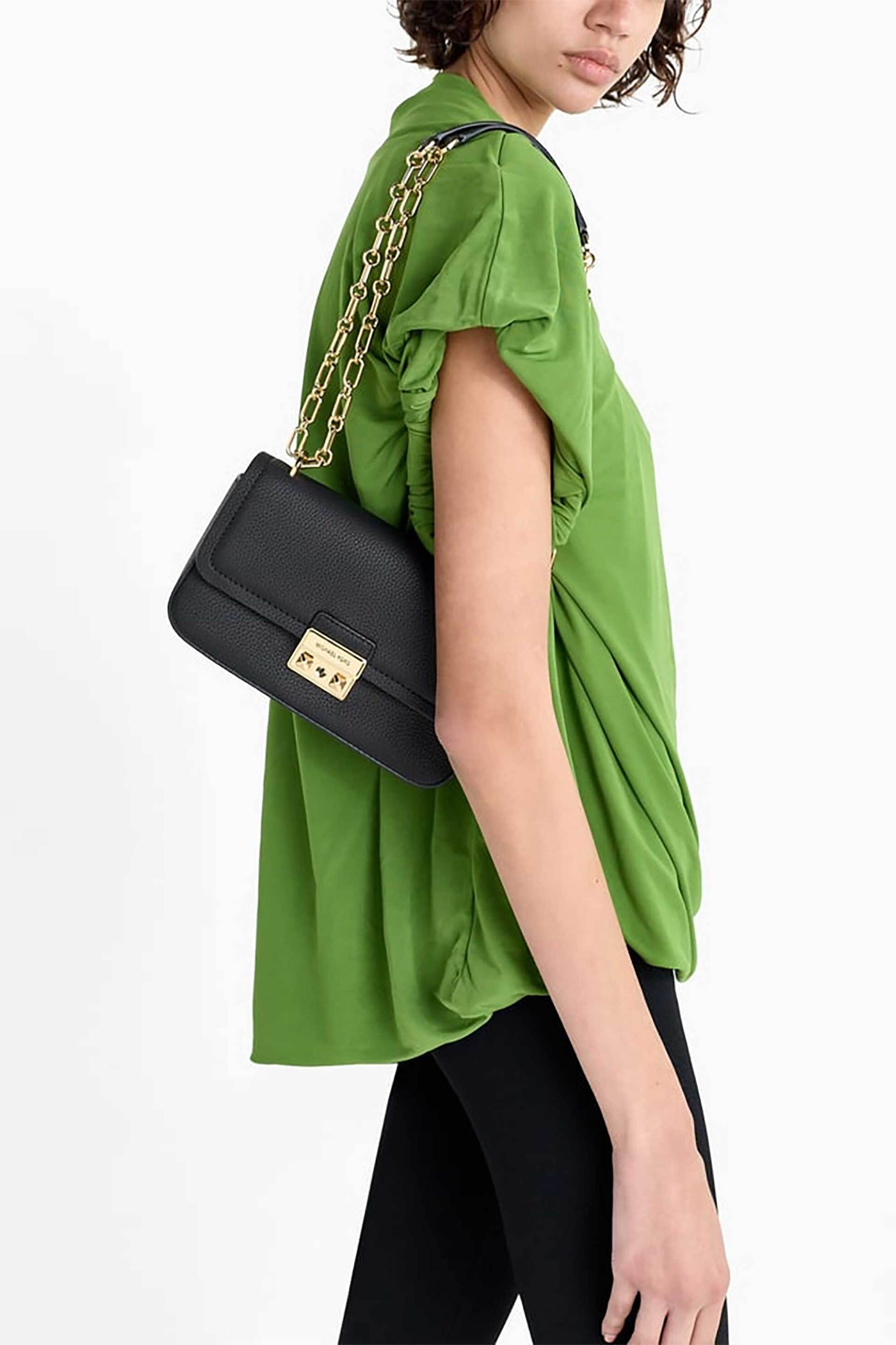Michael Kors Γυναικεία Δερμάτινη Τσάντα Ώμου Tribeca - 30R6G2Rl5L Μαύρο