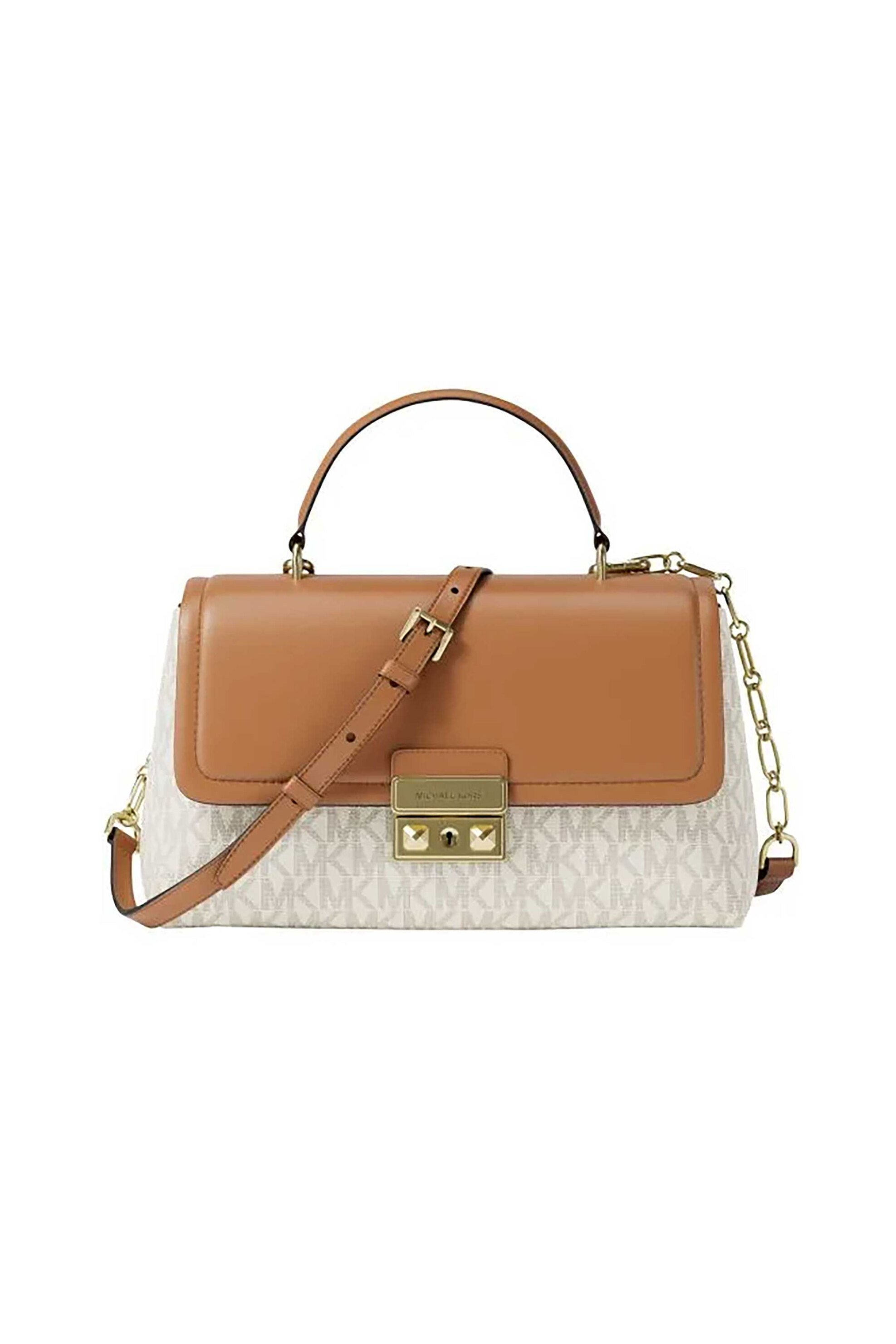 Michael Kors γυναικεία τσάντα crossbody με all-over monogram και μεταλλικό λογότυπο "Tribeca Extra-Small" - 32R6G2RC0B Εκρού