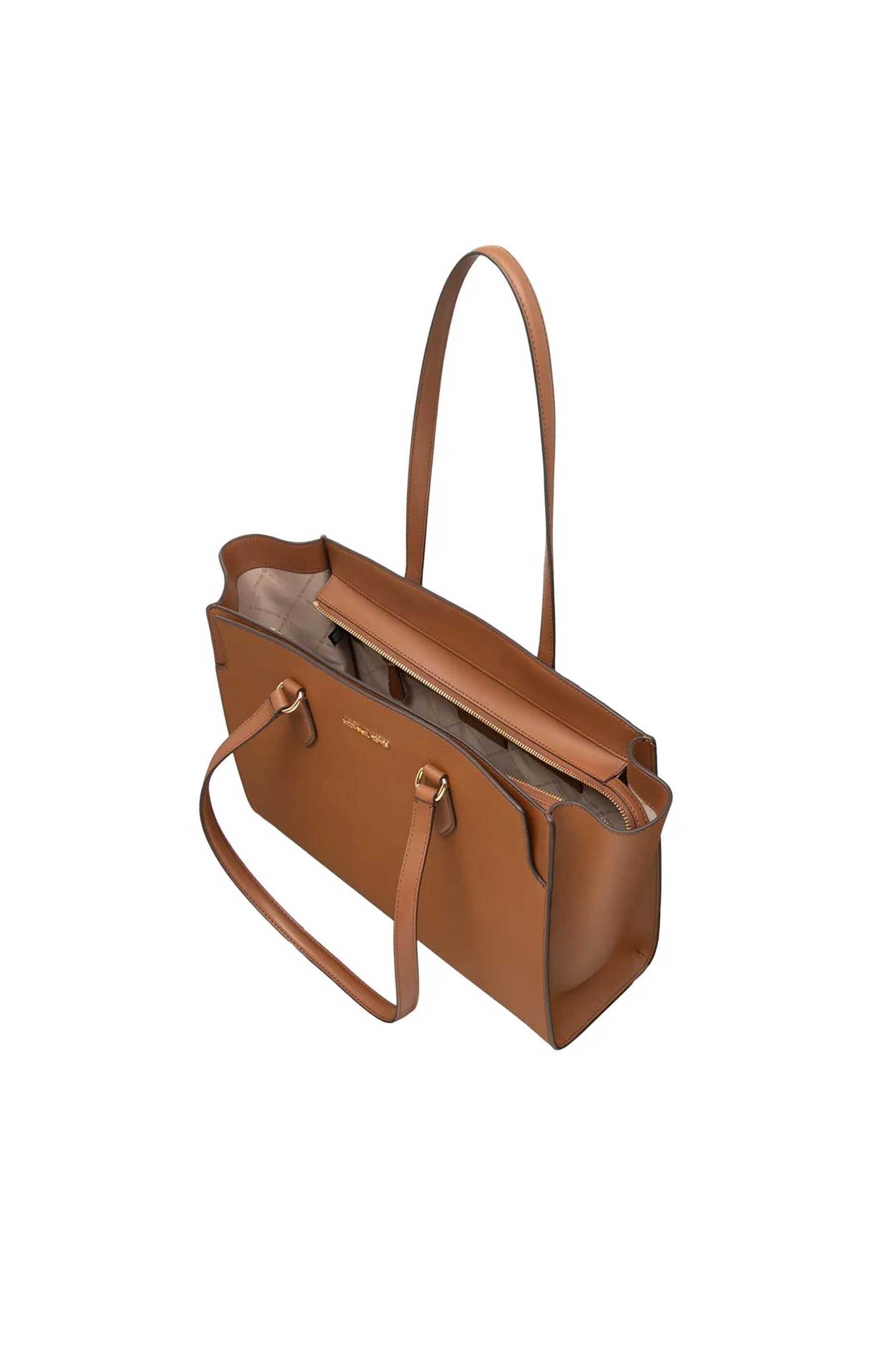 Michael Kors Γυναικεία Δερμάτινη Τσάντα Tote Becca Large - 30R6Gq6T7L Καφέ