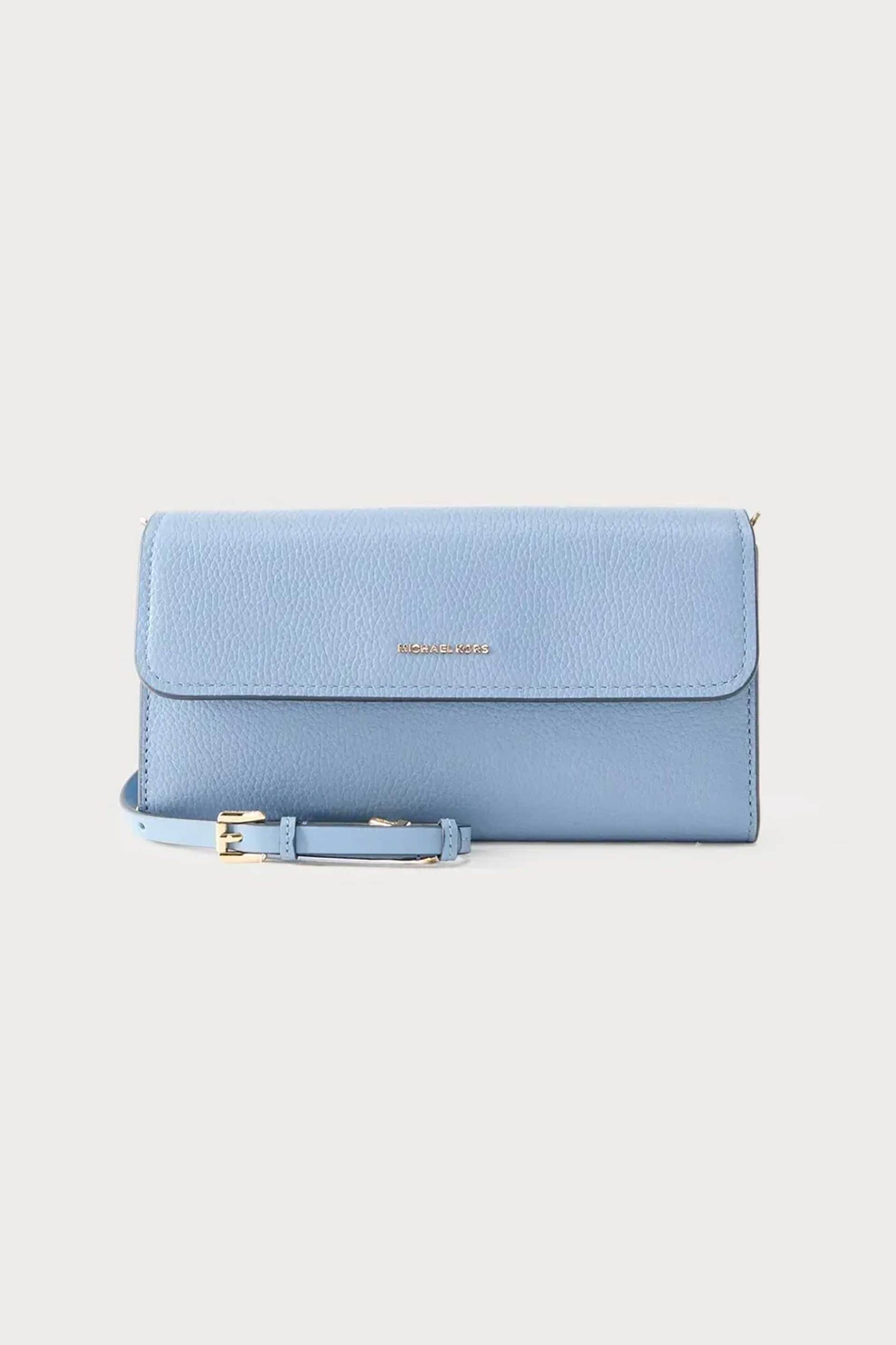 Michael Kors γυναικεία δερμάτινη τσάντα crossbody/smartphone "Jet Set Small" - 32S6GJ6C0L Μπλε Ανοιχτό