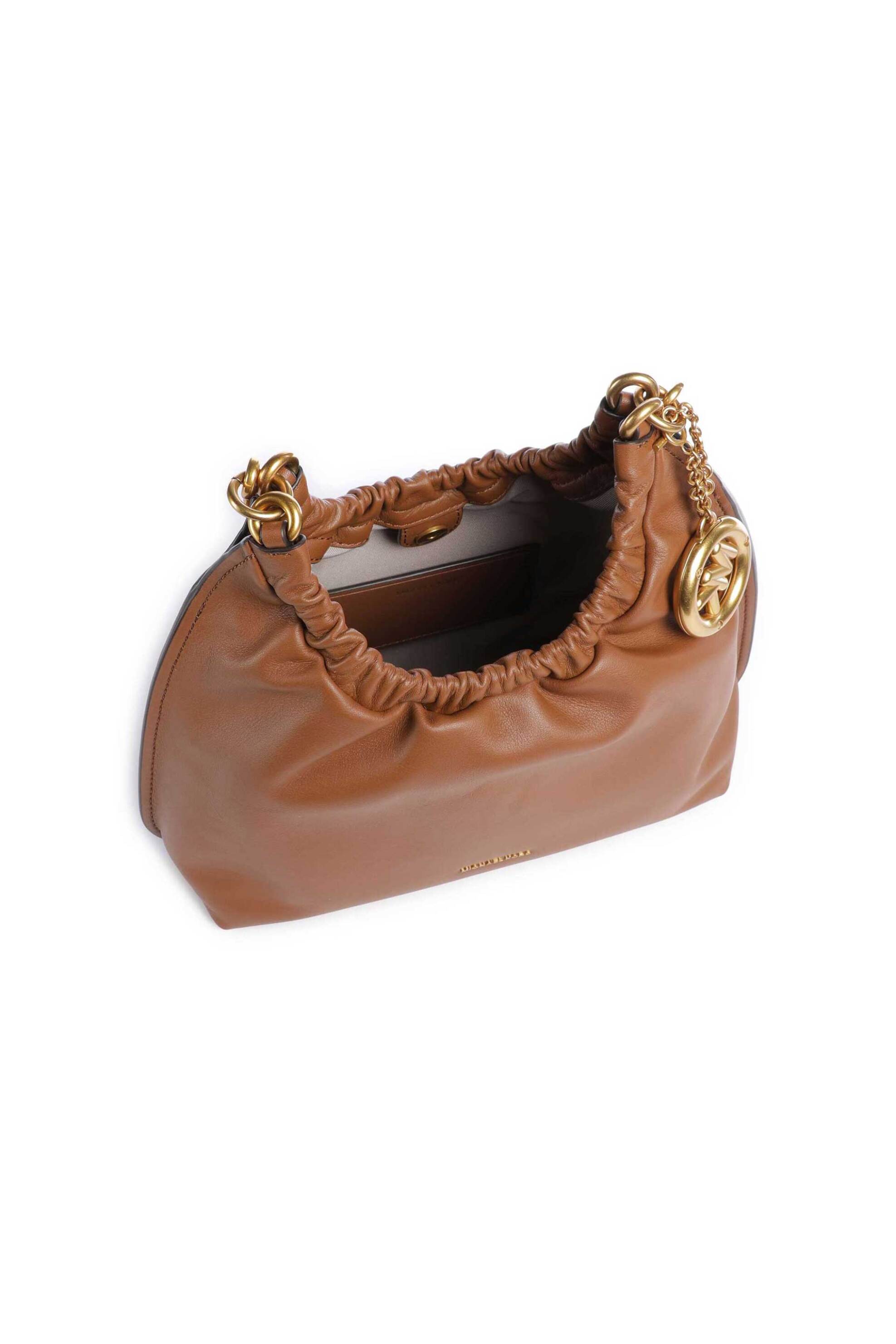 Michael Kors Γυναικεία Δερμάτινη Τσάντα Hobo Indie Small - 32S6A50C6L Καφέ