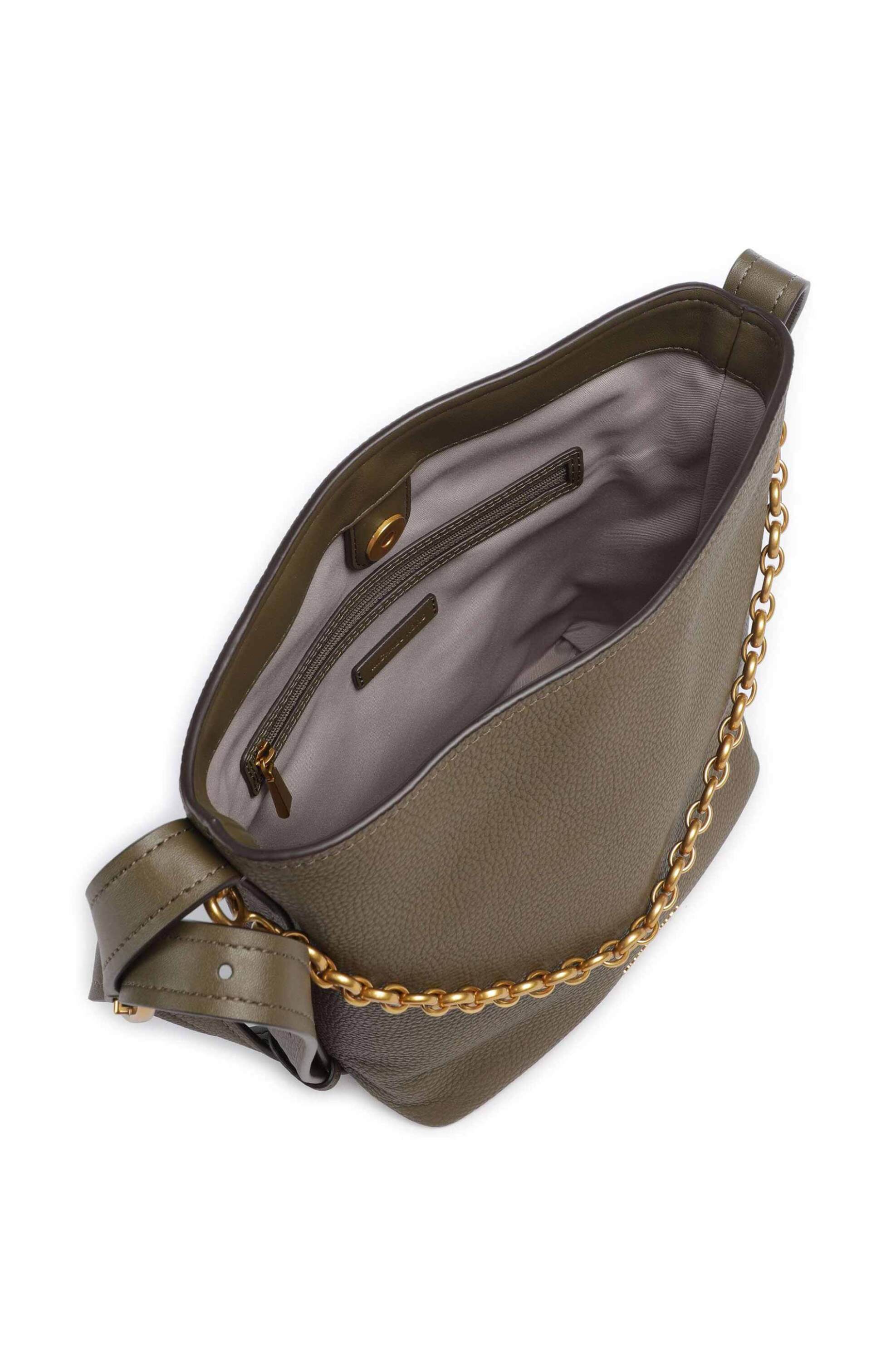 Michael Kors Γυναικεία Δερμάτινη Τσάντα Hobo Nolita Small - 30T6Auem5L Χακί