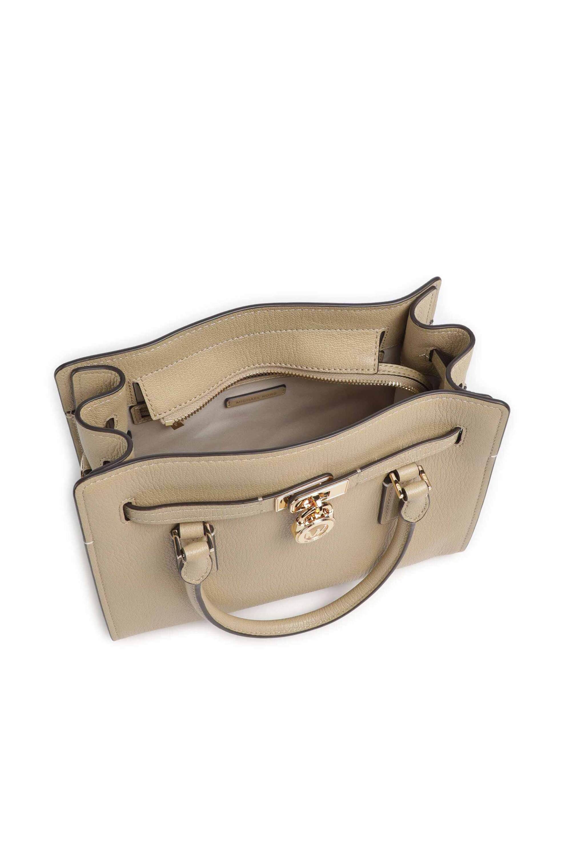 Michael Kors Γυναικεία Δερμάτινη Τσάντα Χειρός Hamilton Moderne Small - 30T6Gnxs1L Μπεζ