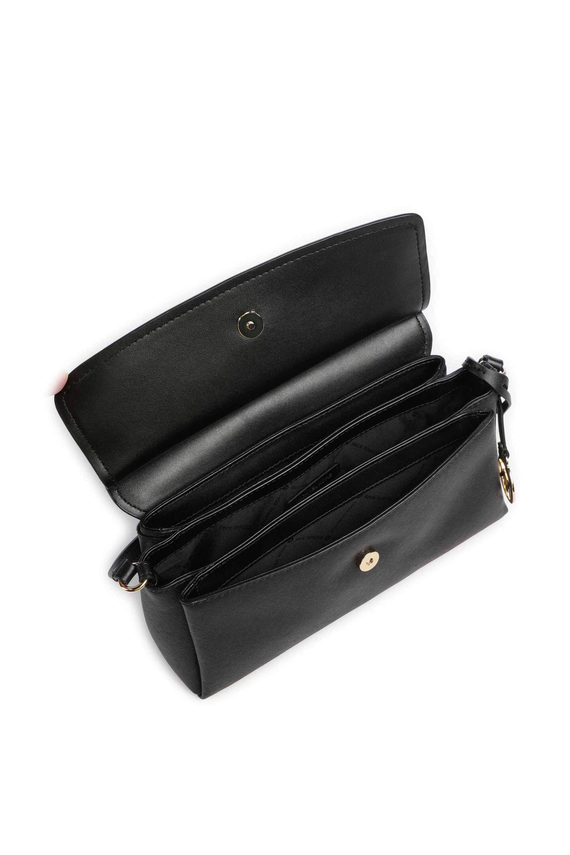 Michael Kors Γυναικεία Δερμάτινη Τσάντα Ώμου Landry Medium - 32T6Gx7U8L Μαύρο