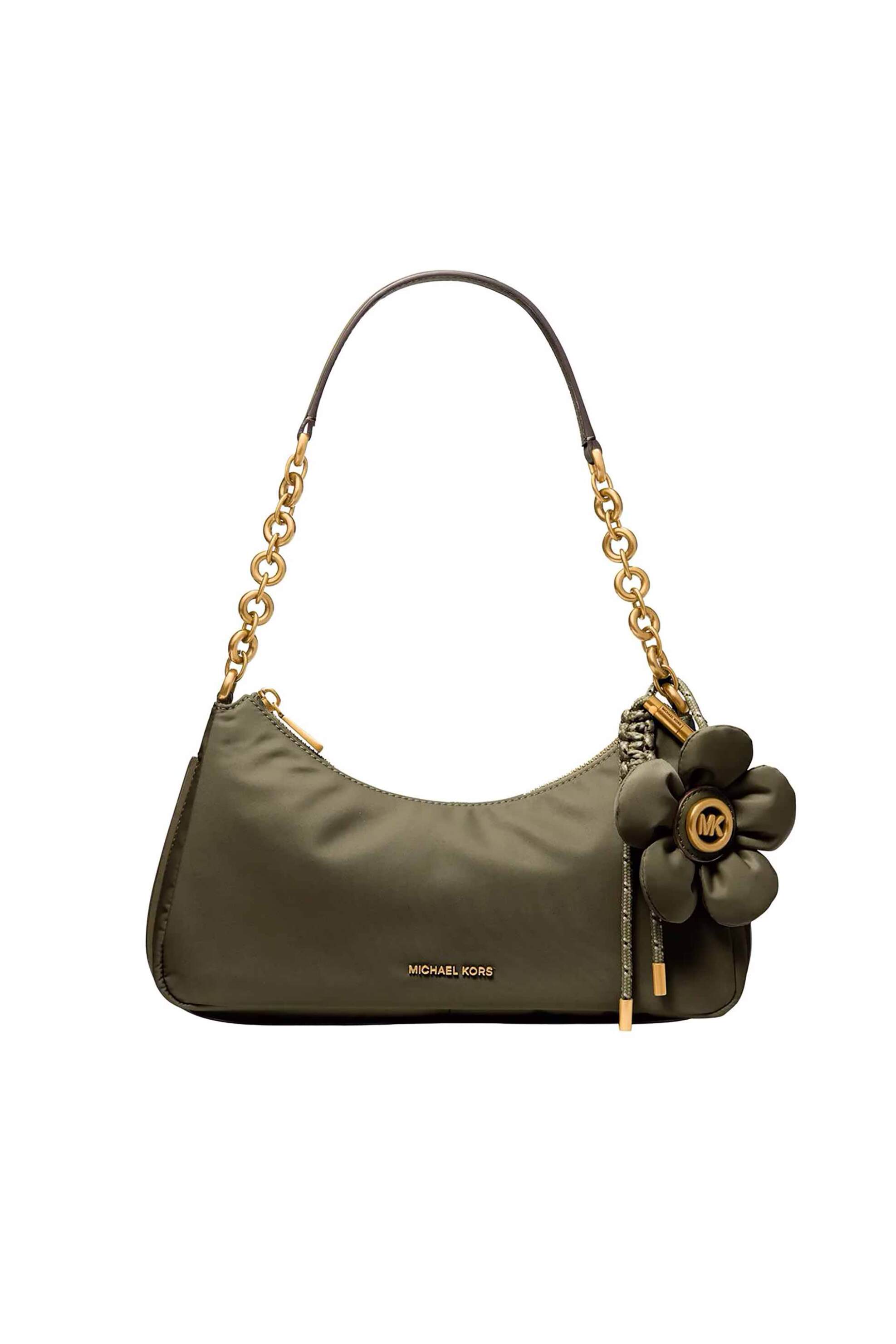 Michael Kors γυναικεία τσάντα ώμου με διακοσμητικό μπρελόκ - 32T6AY5C2C Χακί